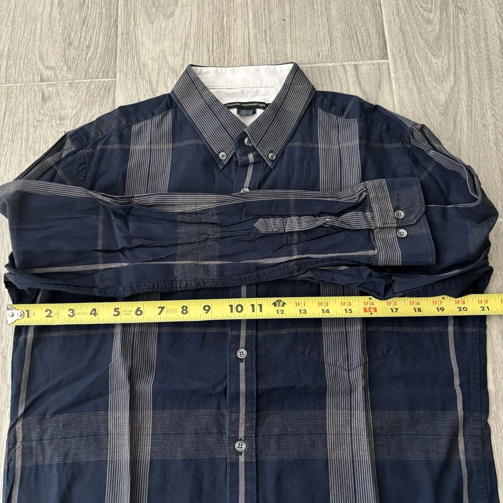 French Connection French Connection Men’s Large Blue Grey Plaid Button Shirt Size US L / EU 52-54 / 3 - 7 Thumbnail