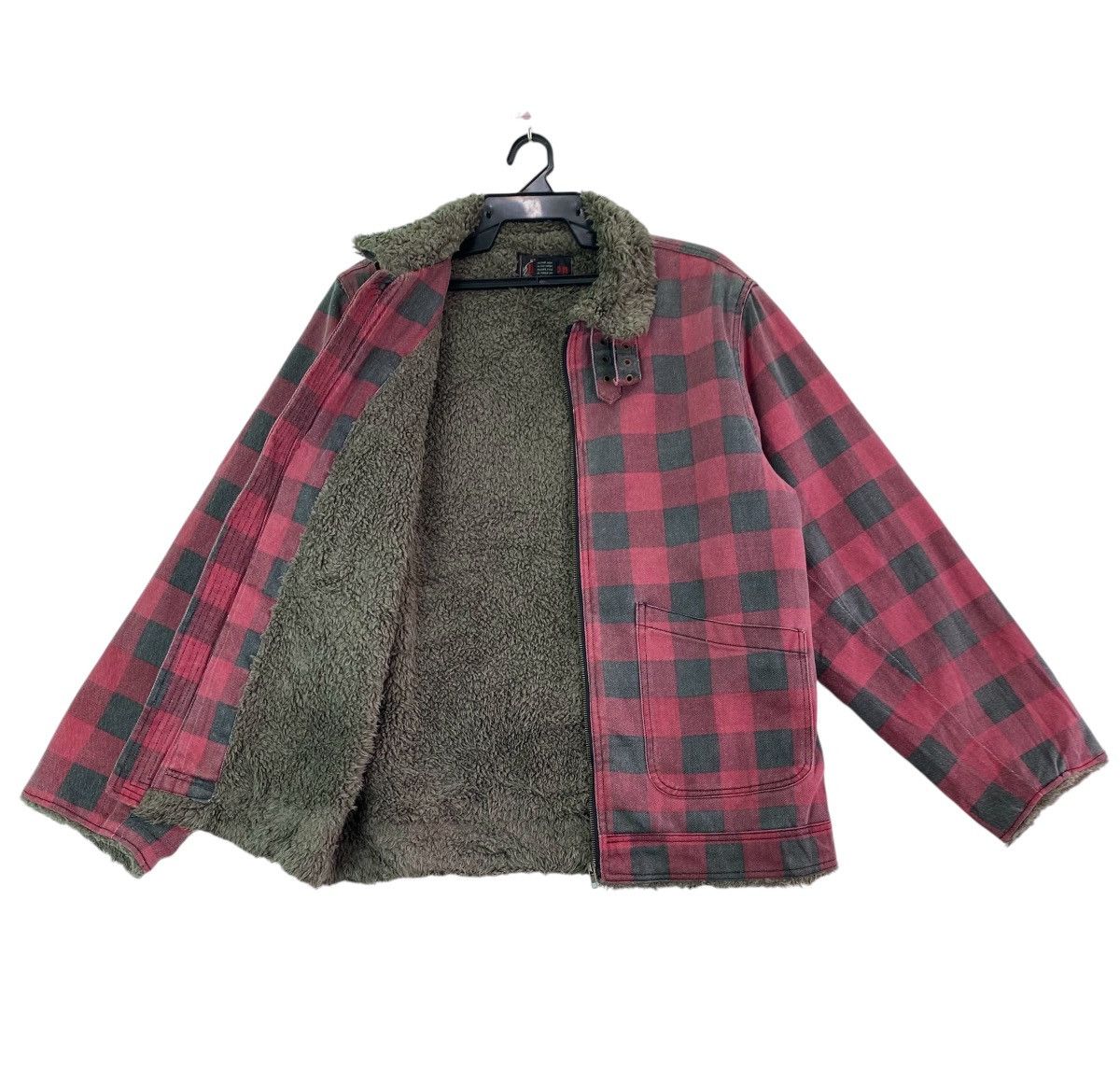 Vintage Vtg 90s Melton checkered design shearling lined work jacket Size US L / EU 52-54 / 3 - 3 Thumbnail