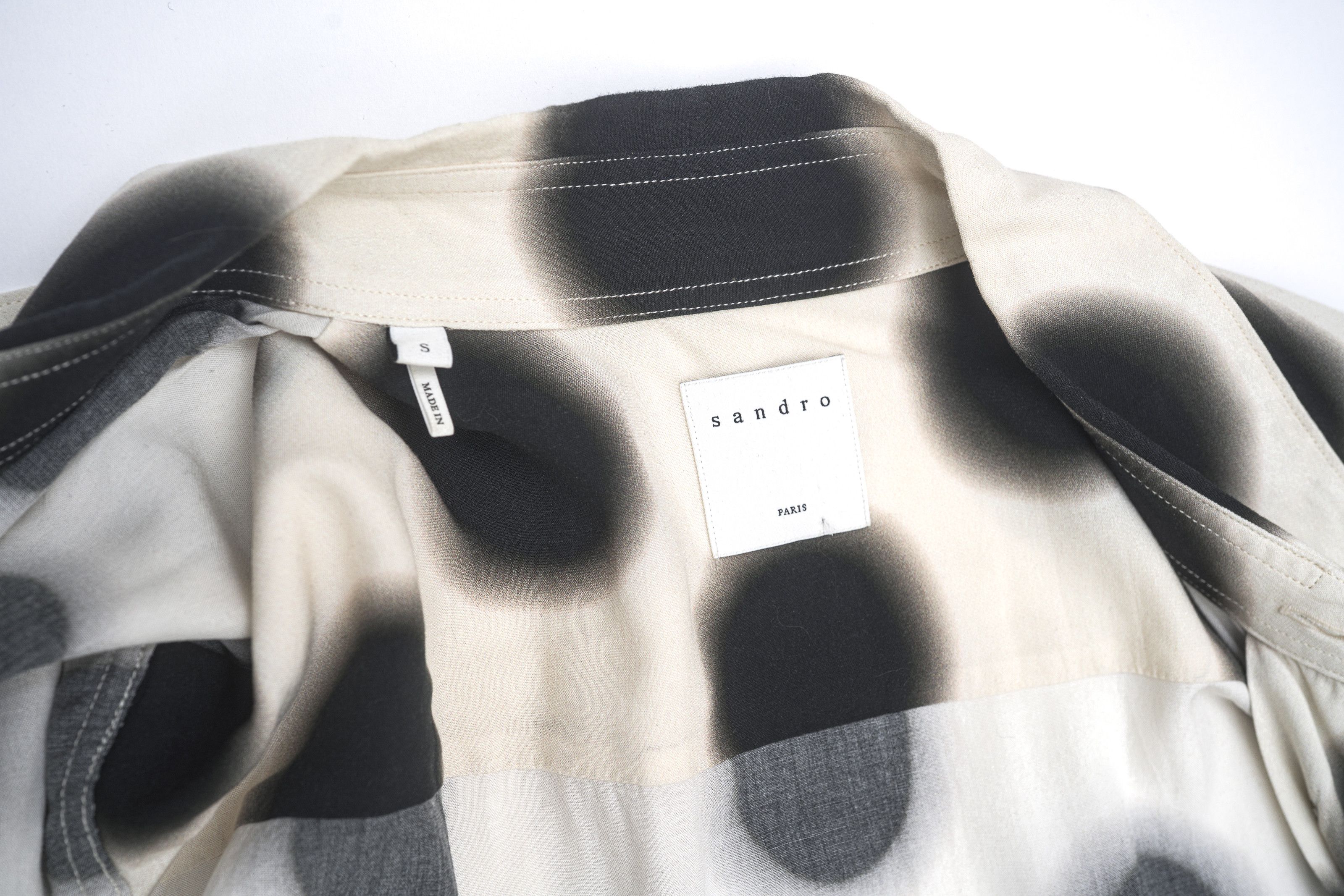 Sandro Sandro Paris Blurred Polka Dot Button-Up Shirt Cream/Black S Size US S / EU 44-46 / 1 - 3 Thumbnail