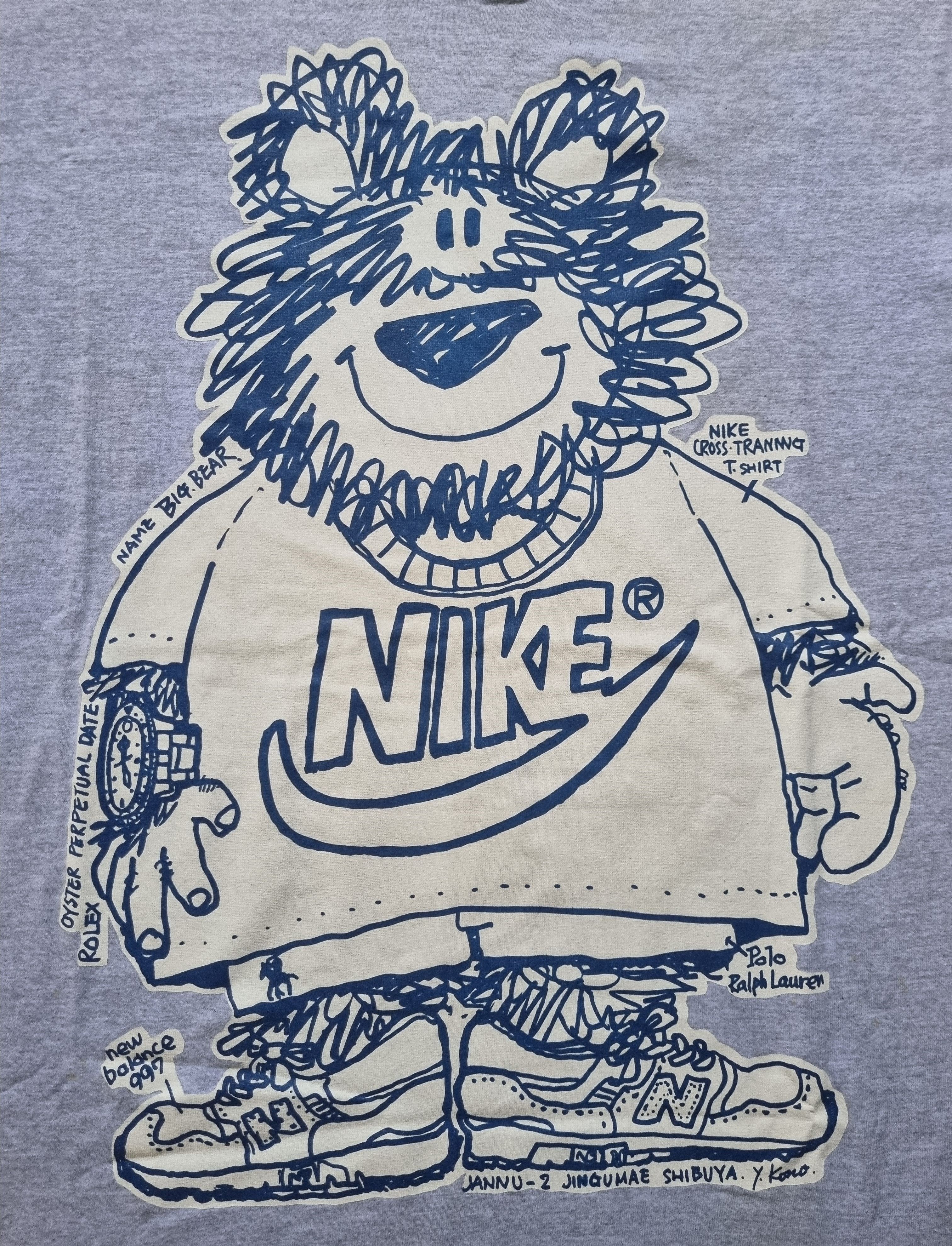 Nike × Vintage Vintage 90's Nike Swoosh Mr. Big Bear Rare Design Size US L / EU 52-54 / 3 - 8 Thumbnail
