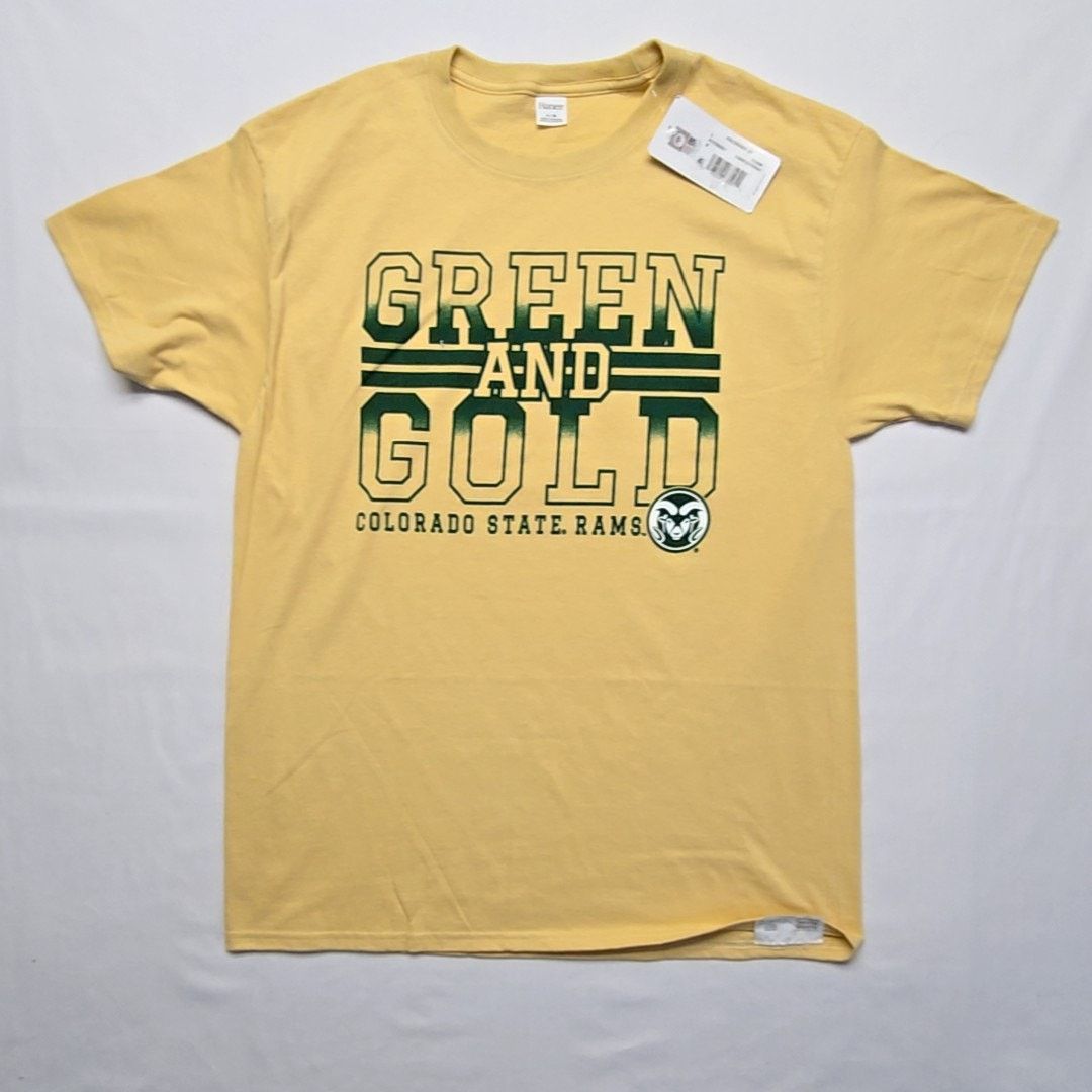 Hanes Colorado State Rams Shirt Green And Gold Tee Yellow Large Size US L / EU 52-54 / 3 - 1 Thumbnail