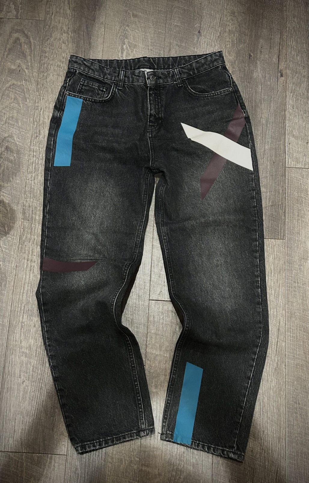 Other I DIG DENIM Painted Black Jeans – Abstract Tape Size US 28 / EU 44 - 1 Thumbnail
