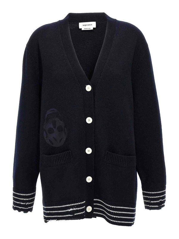 Alexander McQueen o1srvl11e0326 Knitted Cardigan in Blue Size M / US 6-8 / IT 42-44 - 1 Thumbnail