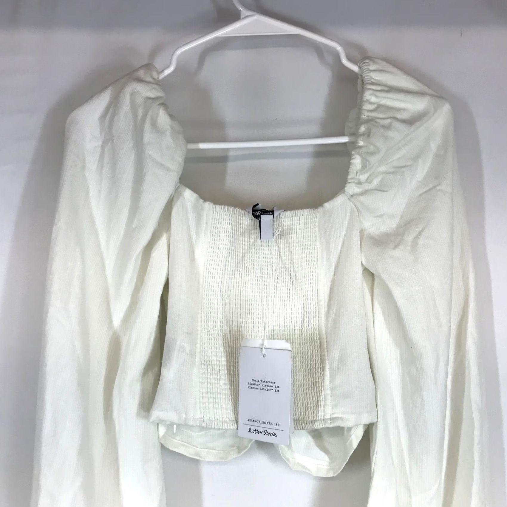 & Other Stories & Other Stories White Ruched Puff Sleeve Crop Top Size 2 Los Angeles Atelier Size XS / US 0-2 / IT 36-38 - 5 Thumbnail