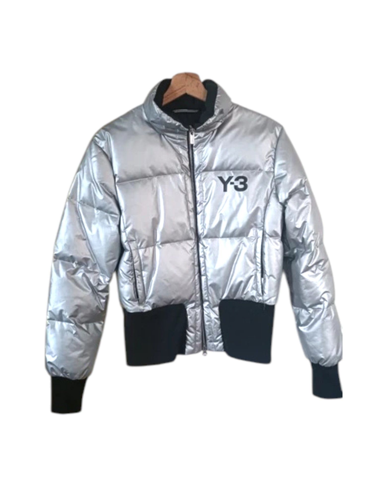 Y-3 Y-3 Silver Down Bomber Jacket with Ribbed Hem, 2000s Size US M / EU 48-50 / 2 - 1 Thumbnail