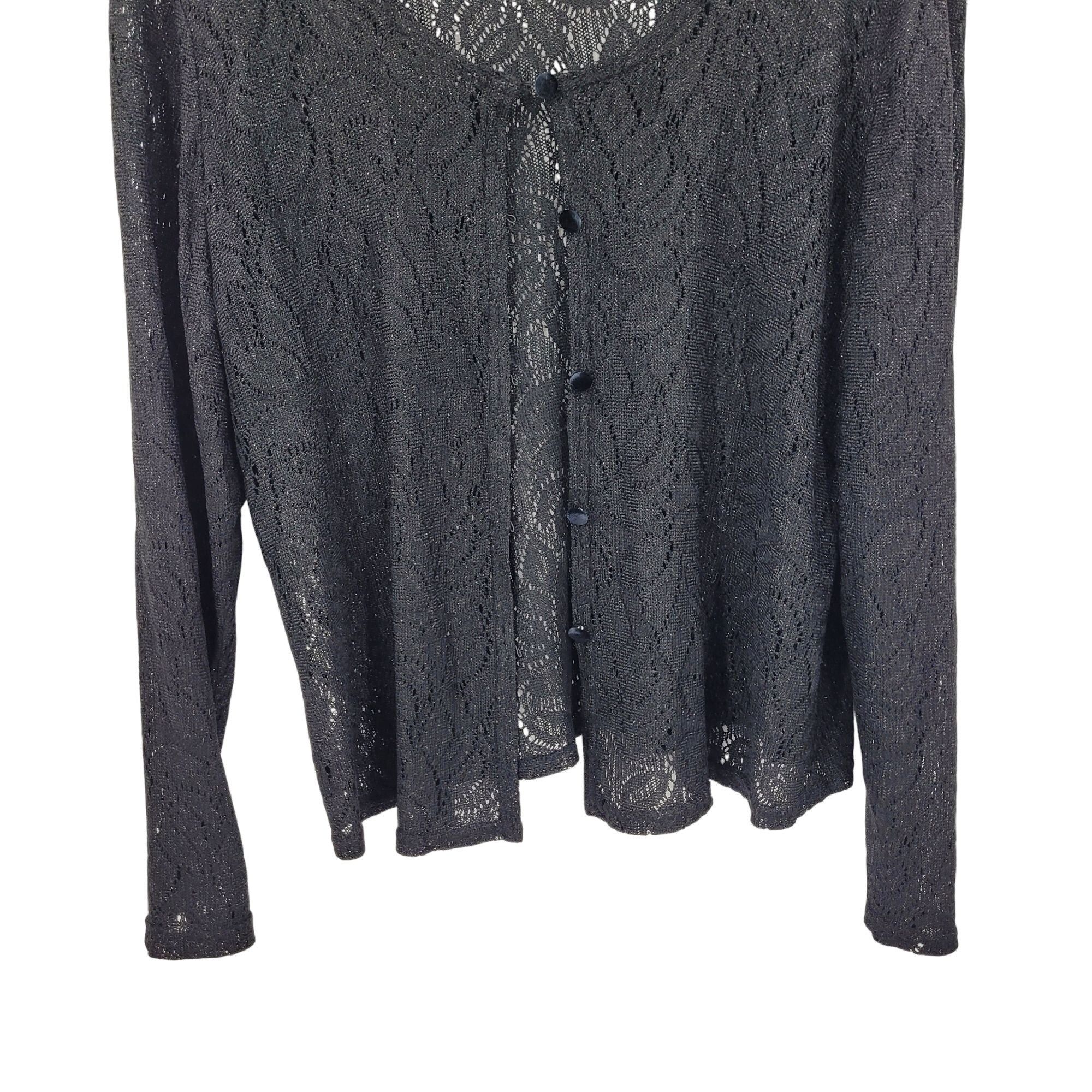 Vintage Vtg Black Lace Cardigan Sweater Button Front Sz 16 Formal Me Size XXL / US 16-18 / IT 52-54 - 6 Thumbnail