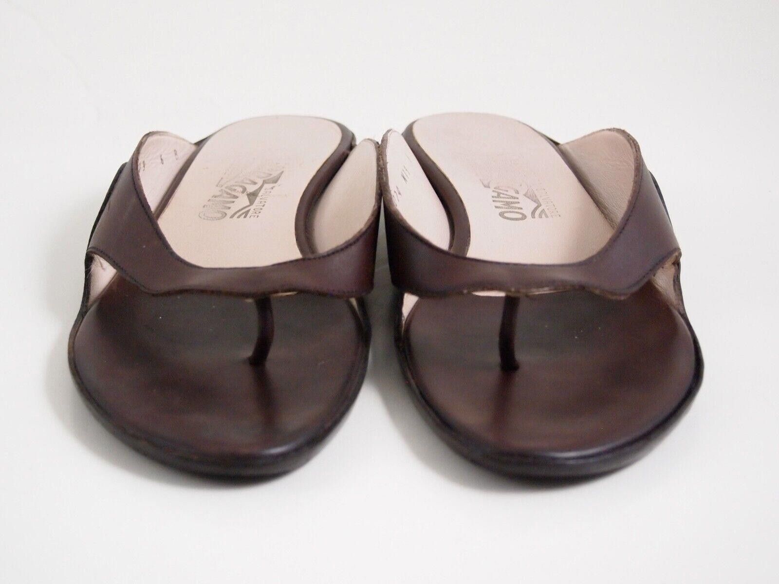 Salvatore Ferragamo Ferragamo Thong Slide Sandals Brown Leather US 6 C EU 36 Size US 6 / IT 36 - 4 Thumbnail