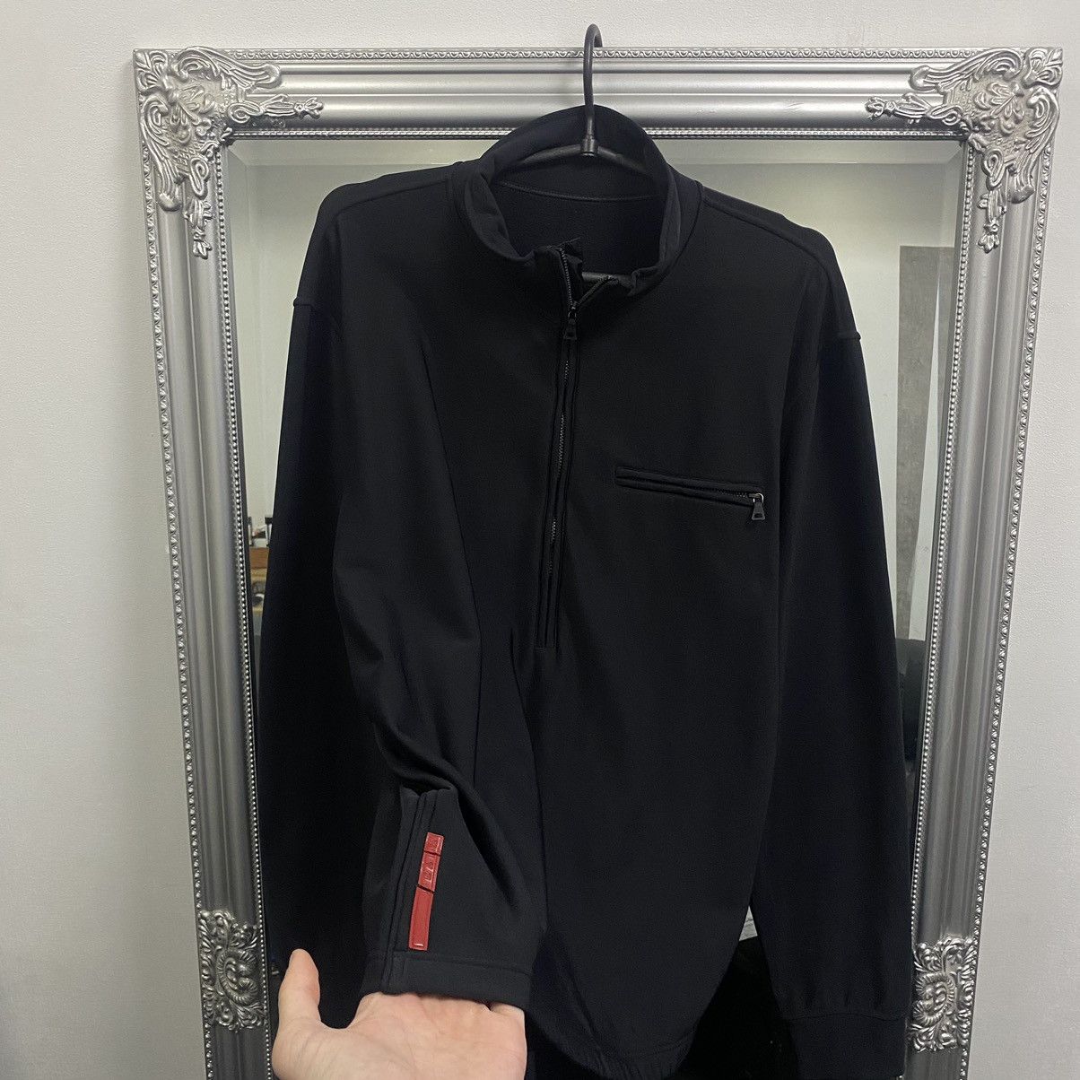 Prada Prada 1/4 Zip Hoodie Vintage Red Tab Half Size US XL / EU 56 / 4 - 1 Thumbnail