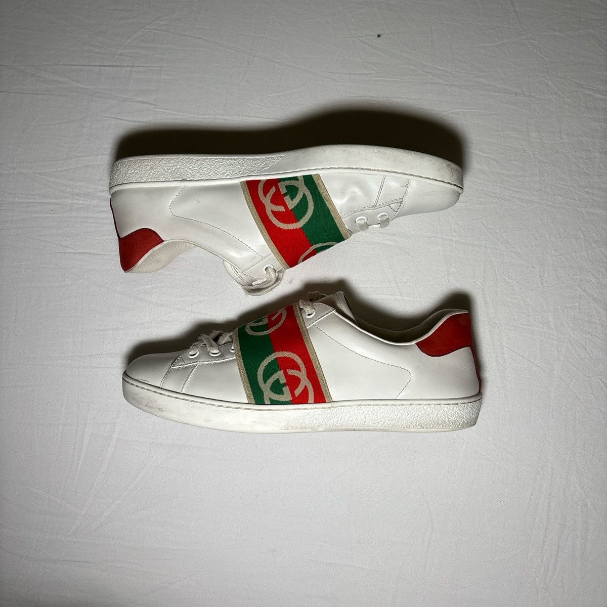 Gucci Gucci Ace White Leather Web strap Sneakers – Full Set Size US 9 / EU 42 - 3 Thumbnail