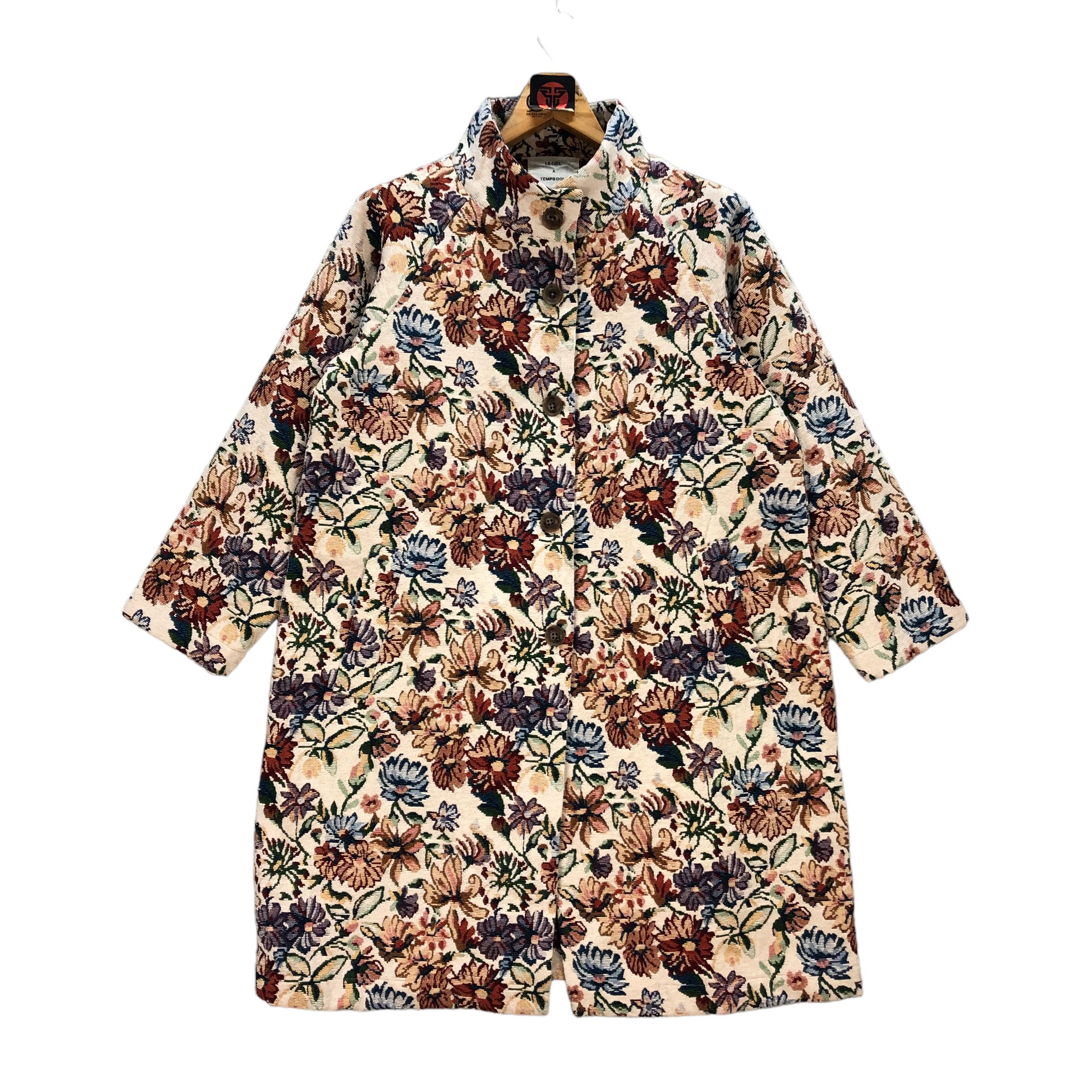 Japanese Brand LE CIEL A TEMPS DOUX FLORAL GRAPHIC LONG COAT #7362-134 Size M / US 6-8 / IT 42-44 - 1 Thumbnail