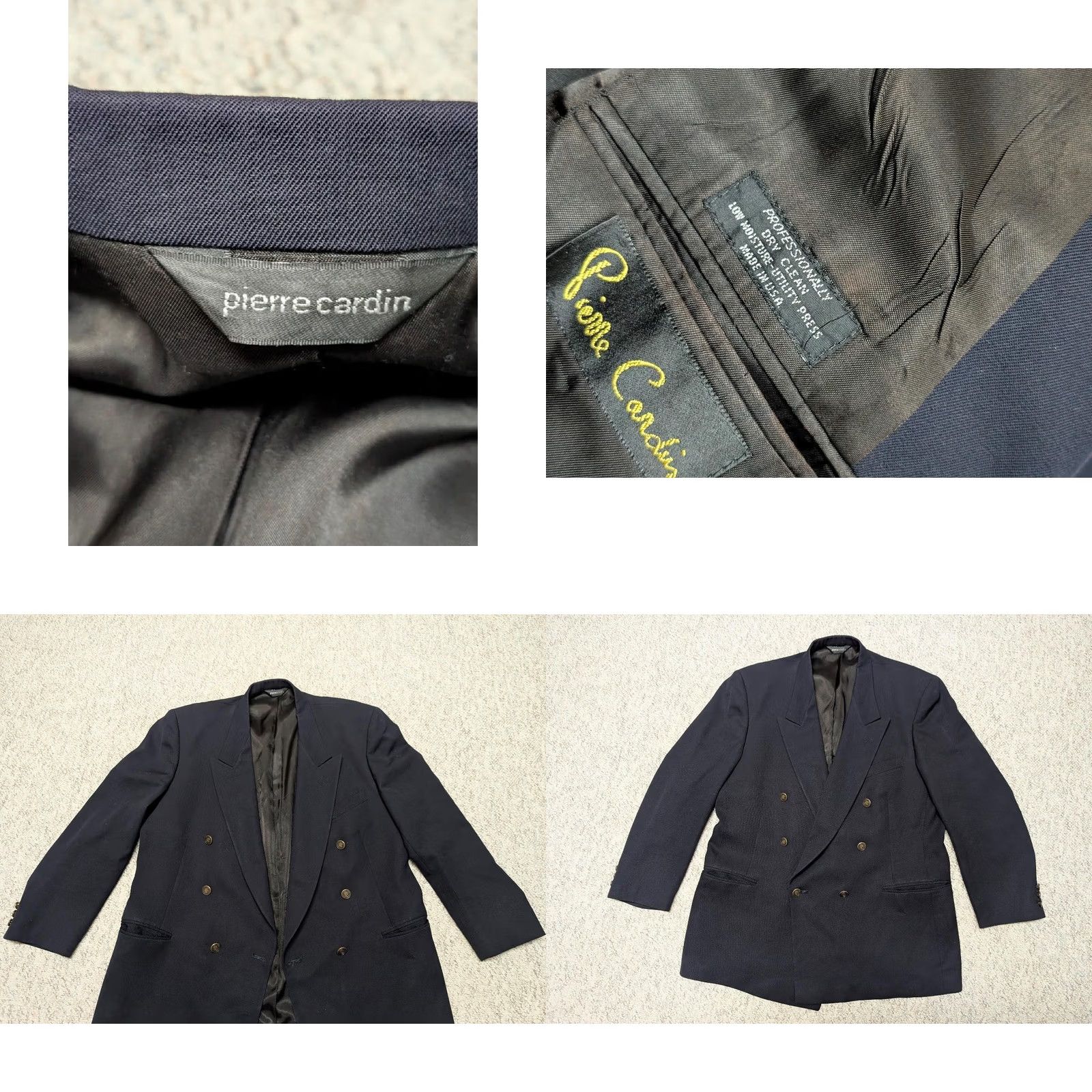 Pierre Cardin VINTAGE Pierre Cardin blazer jacket Navy blue double-breasted 44R Wool Wool Blazer Men USMade Navy Mens Size 44R - 8 Thumbnail