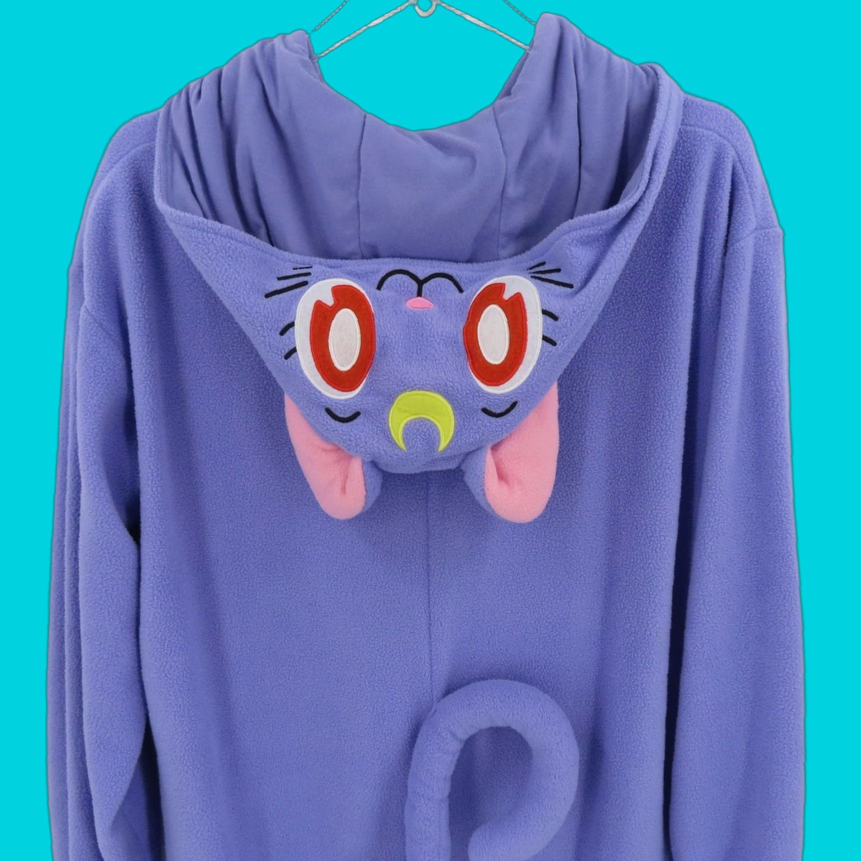 Vintage Sailor Moon Luna One Piece Jumpsuit Unisex Adult One Size fleece Purple Long Sleeve Button Front Pocketed OSFM Women 58.5" Length Size 42" / US 20 - 1 Thumbnail