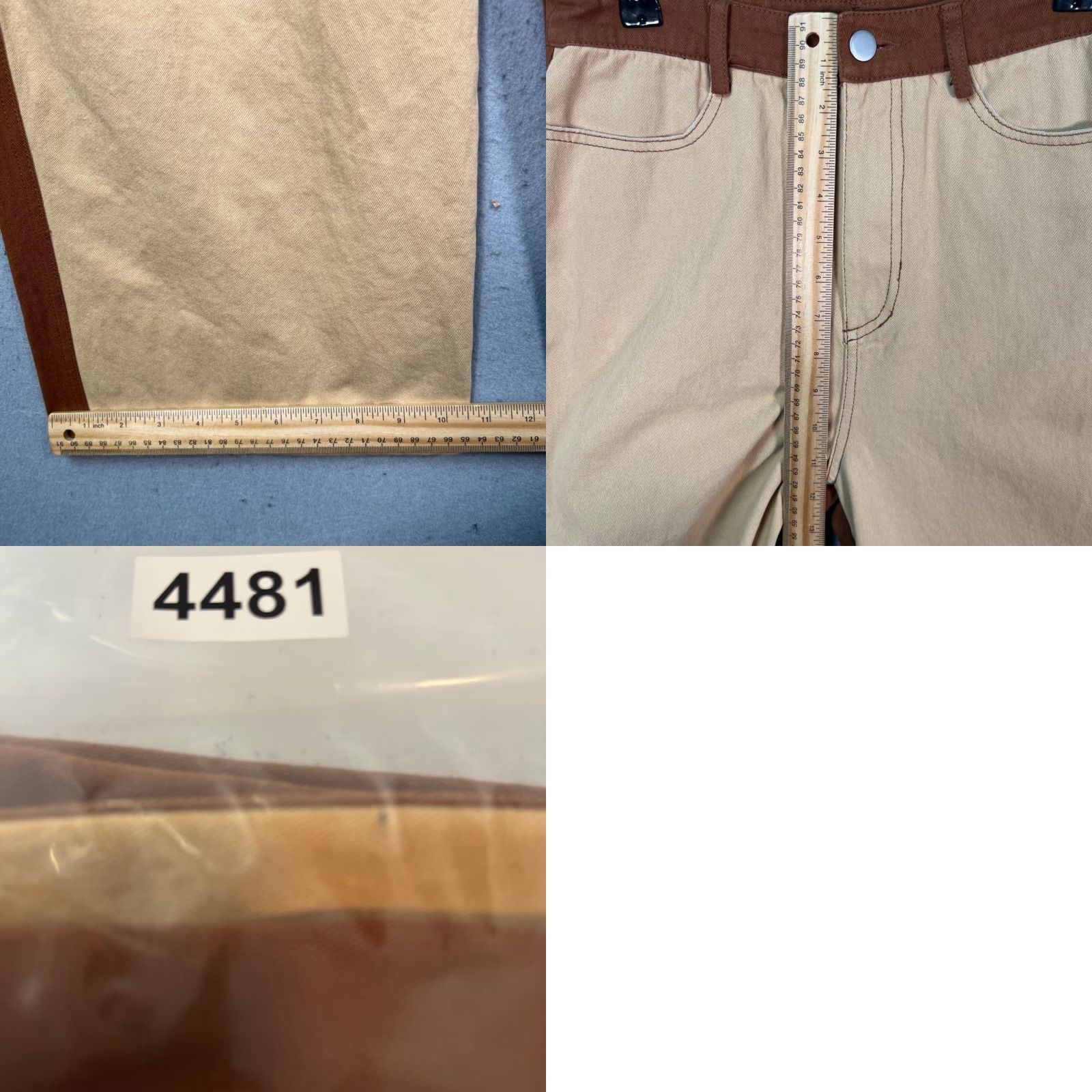 Vintage Le Lis Pants Womens Two-Tone High-Waist Wide Leg M Beige 26in Inseam 28in Cotton Polyester Vintage: No Size 32" / US 10 / IT 46 - 8 Thumbnail