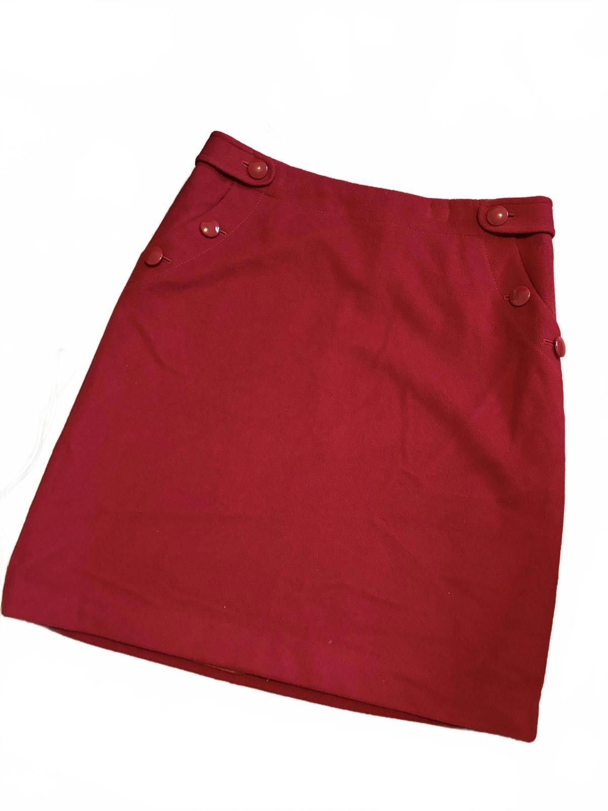 J.Crew J. Crew Wool High Waist Red Women's Button-Accent Mini Skirt Size 26" / US 2 / IT 38 - 1 Thumbnail