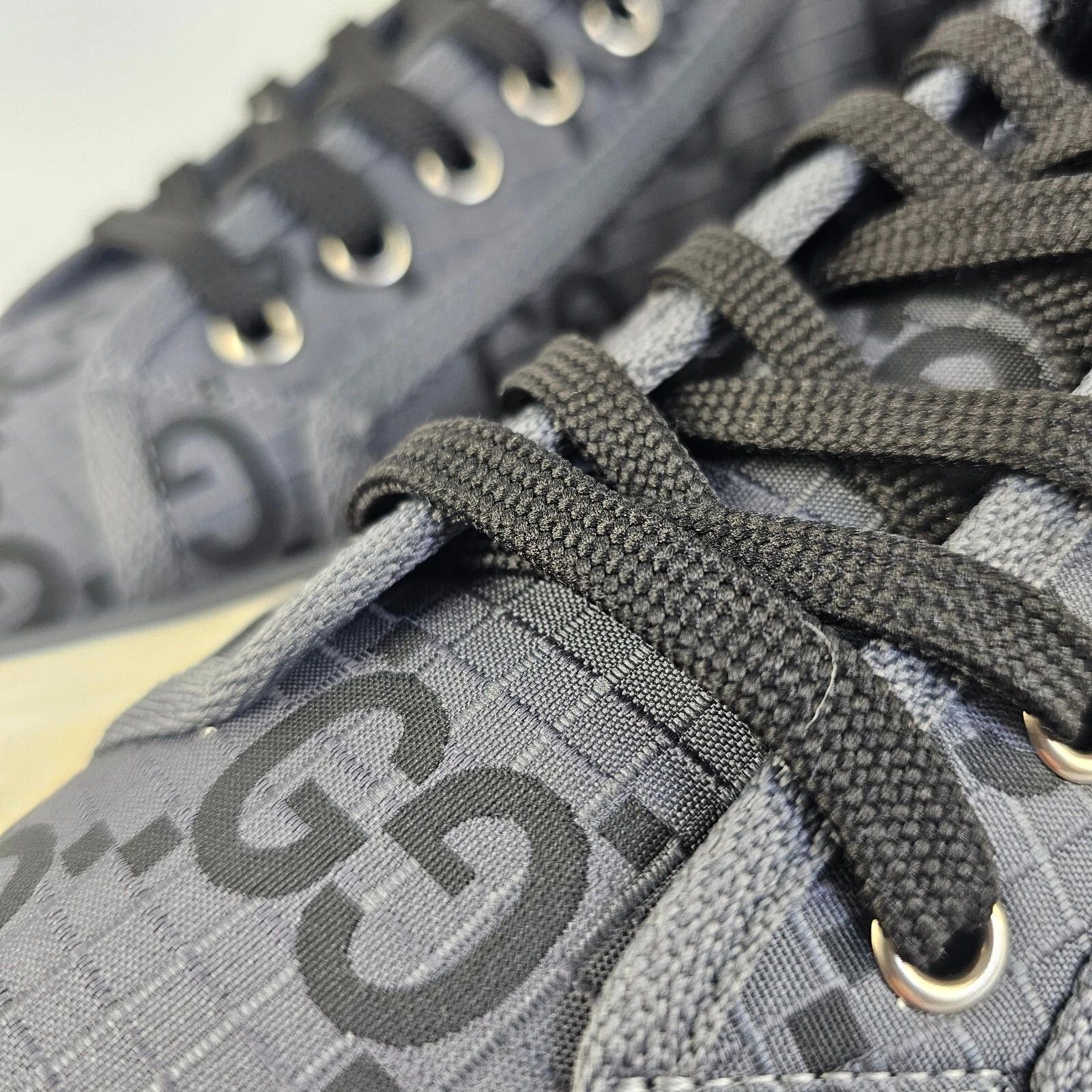 GUCCI Tennis 1977 Men's Black/Gray GG High Top Sneakers New
