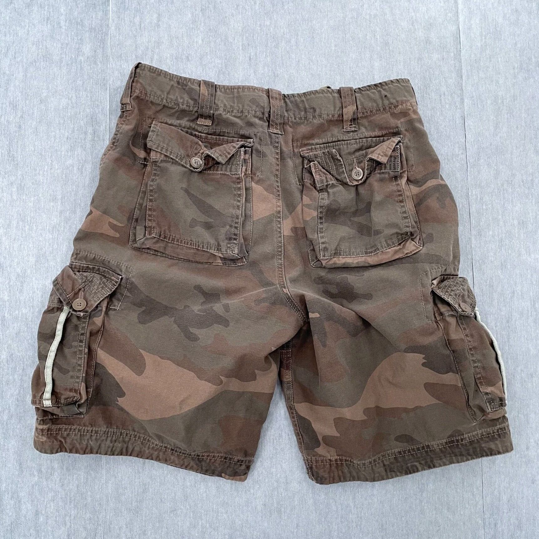 Vintage VINTAGE PACO Men Cargo Shorts 32 Brown Green Camo Cotton Drawstring Pockets Logo Casual Size US 32 / EU 48 - 2 Thumbnail