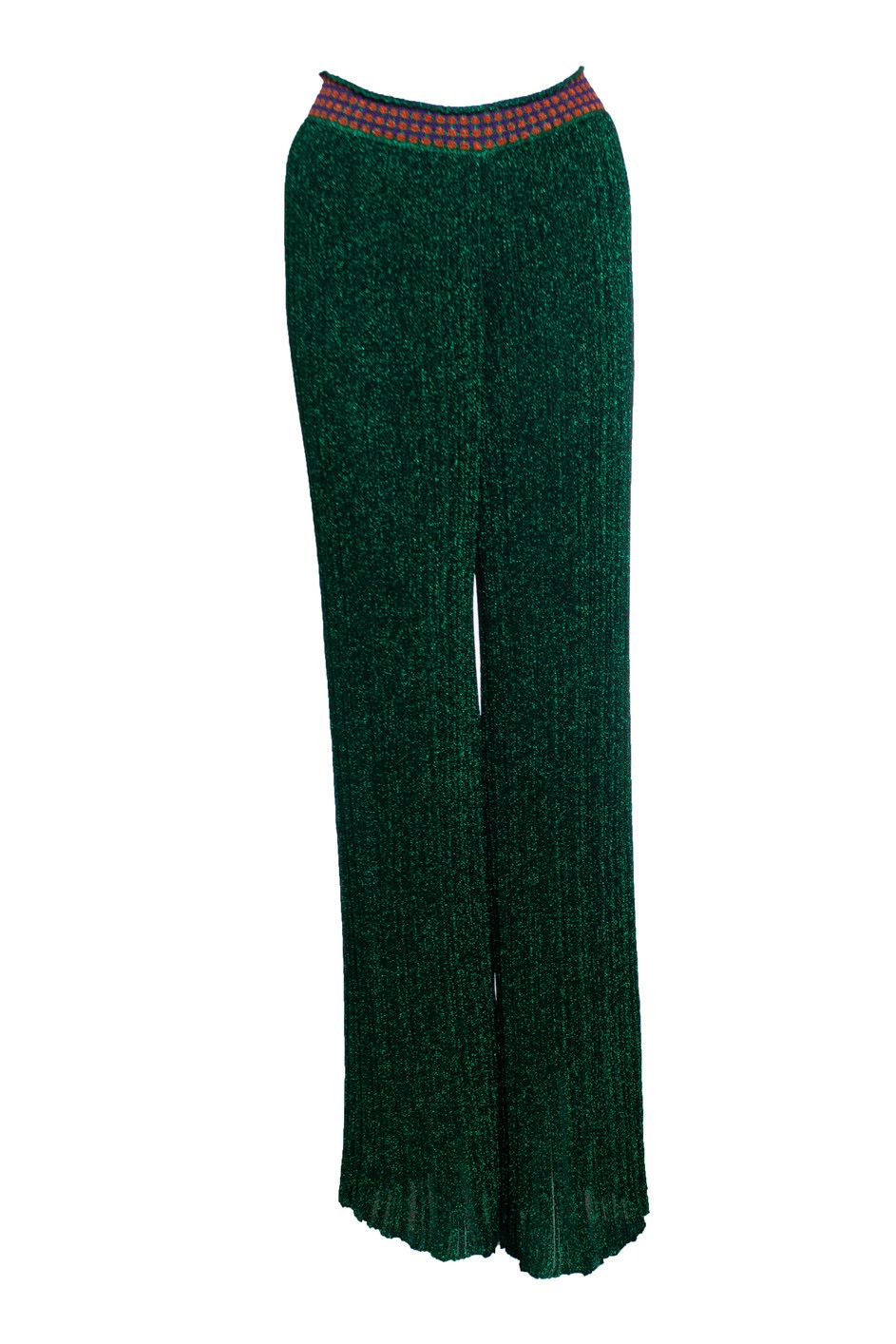 Missoni Missoni, Green lurex flared pantalon Size 30" / US 8 / IT 44 - 1 Thumbnail