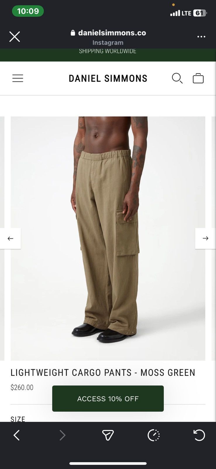 Daniel Simmons lightweight cargo pants -Moss green
