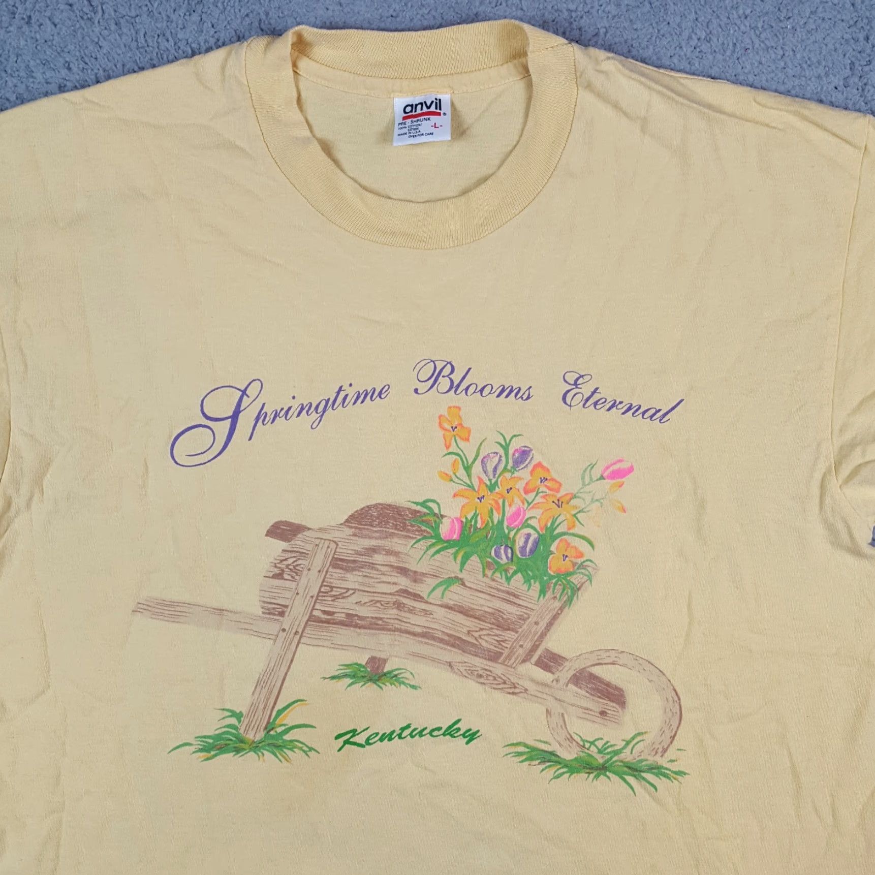 Anvil VINTAGE 90s Springtime Blooms Eternal Kentucky Size L Nature Flower T Shirt Size US L / EU 52-54 / 3 - 2 Thumbnail