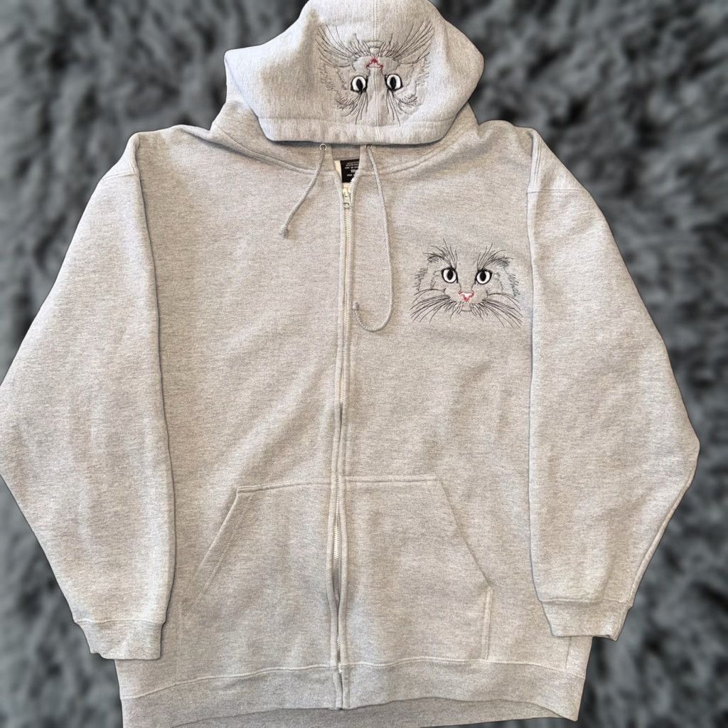 Vintage Vintage Cats Hoodie Size XXL Gray Full Zip Embroidered Cat Kitten Whiskers Size XXL / US 16-18 / IT 52-54 - 1 Thumbnail