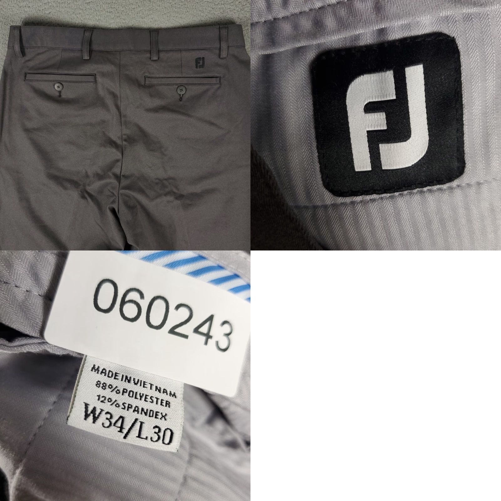 Footjoy FootJoy FJ Pants Mens 34x30 Gray Stretch Golf Flat Front Chino Trousers Size US 34 / EU 50 - 8 Thumbnail