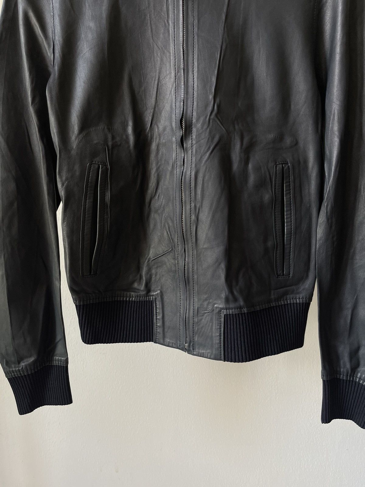 Dolce & Gabbana Dolce & Gabbana Navy Leather Bomber Jacket Size US S / EU 44-46 / 1 - 4 Thumbnail