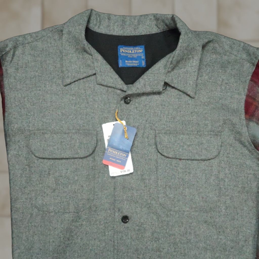 Pendleton VINTAGE Pendleton Shirt Mens Large Gray Board Wool Flannel Long Sleeve NWT Size US L / EU 52-54 / 3 - 1 Thumbnail
