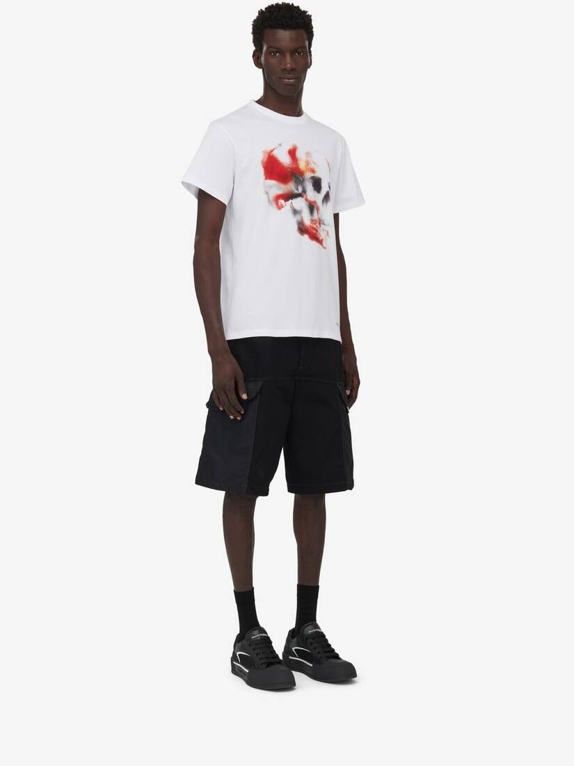 o1w1db10725 Obscured Skull T-Shirt in White