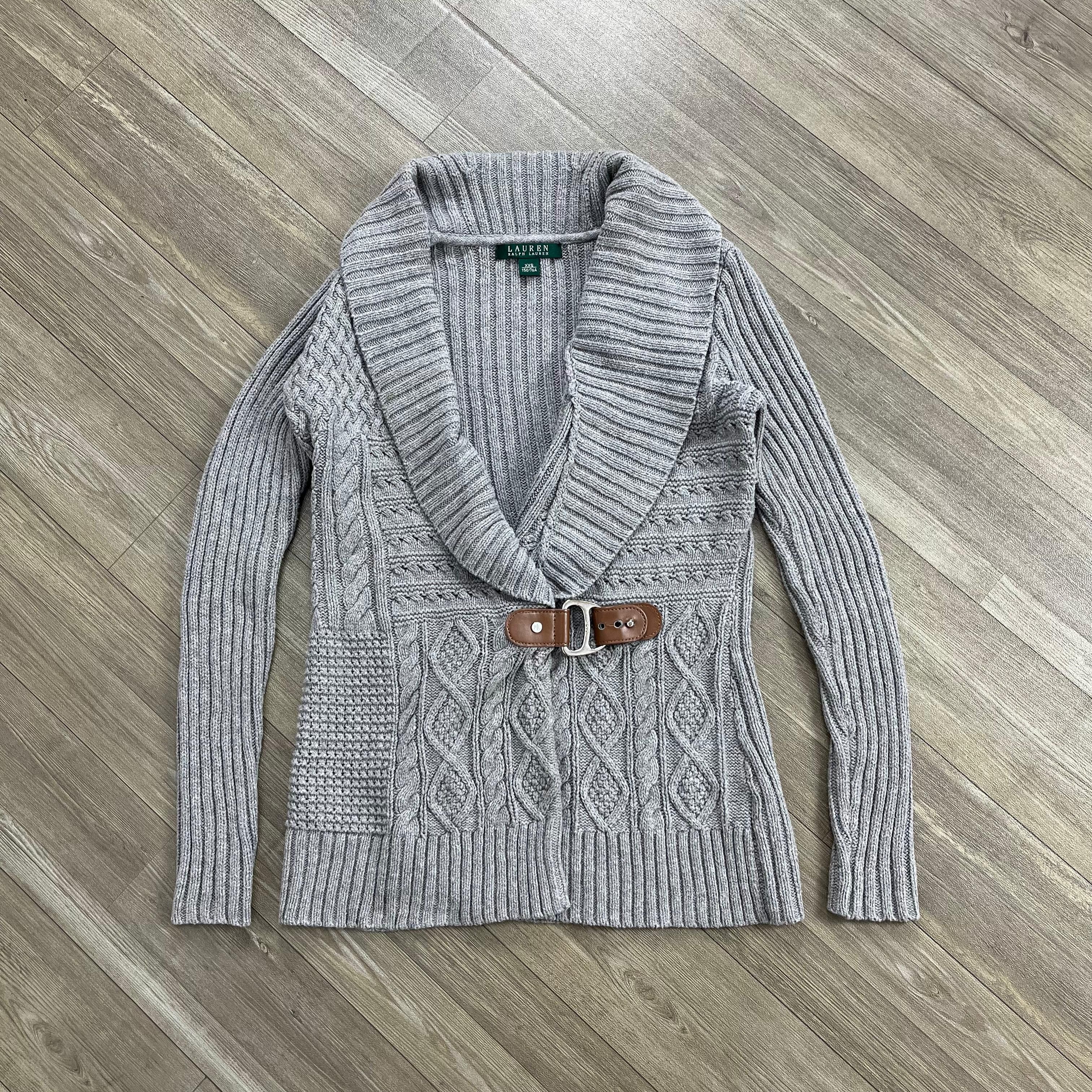 Ralph Lauren Vintage Ralph Lauren Shawl Collar Cable Knit Cardigans Size US XXS / EU 40 - 1 Thumbnail