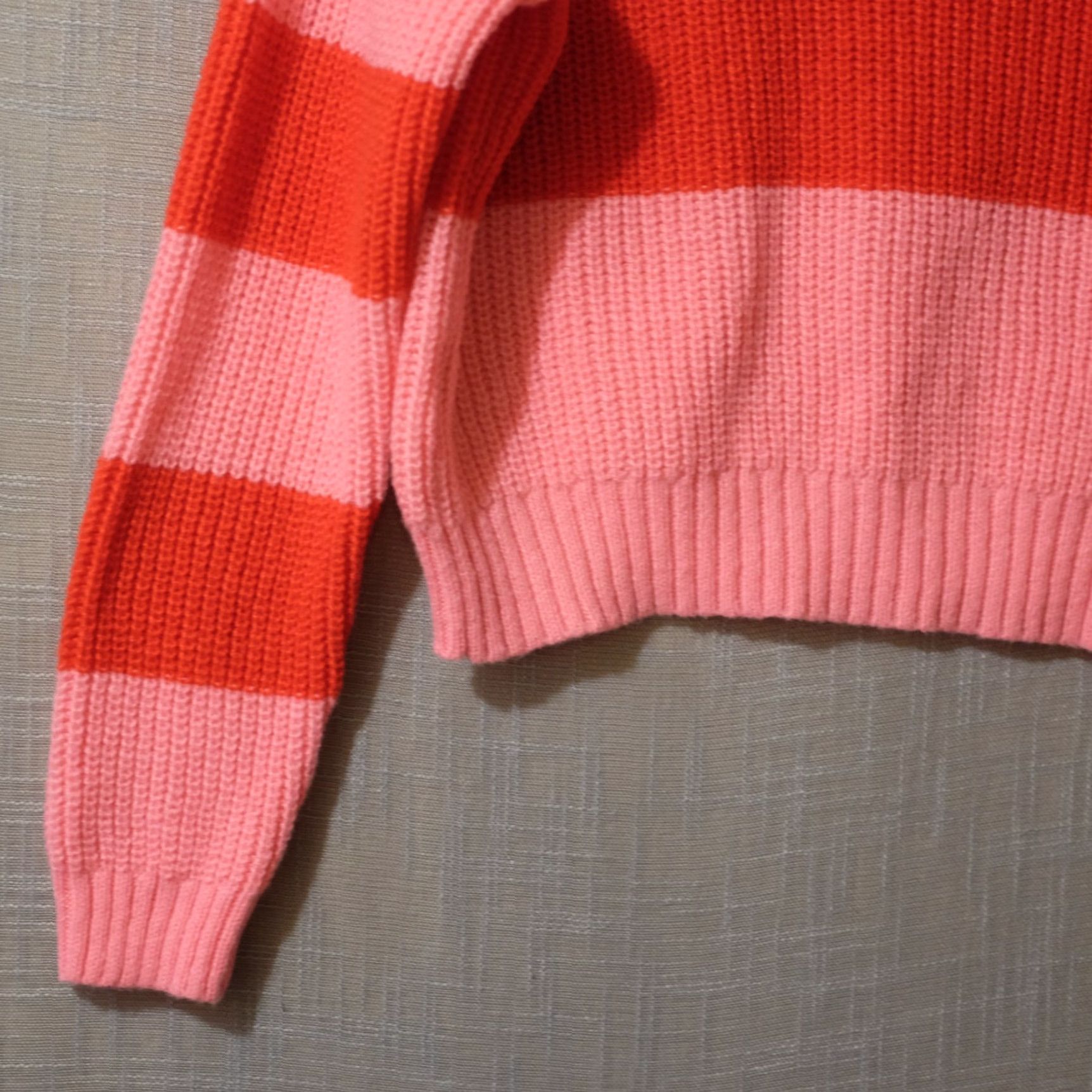 Vintage Nwot! Salty Wave Striped Quarter-zip Sweater Red/Pink/White Womens S Size S / US 4 / IT 40 - 7 Thumbnail
