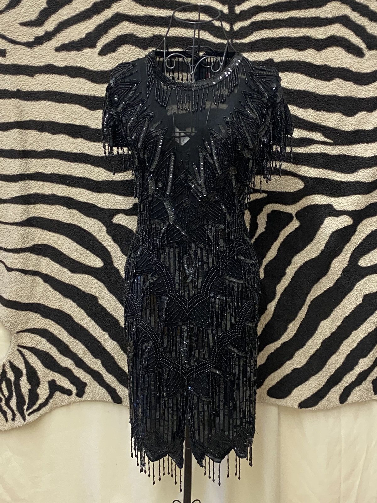 Vintage Handmade pure silk with rayon lining black burlesque dress Size S / US 4 / IT 40 - 1 Thumbnail