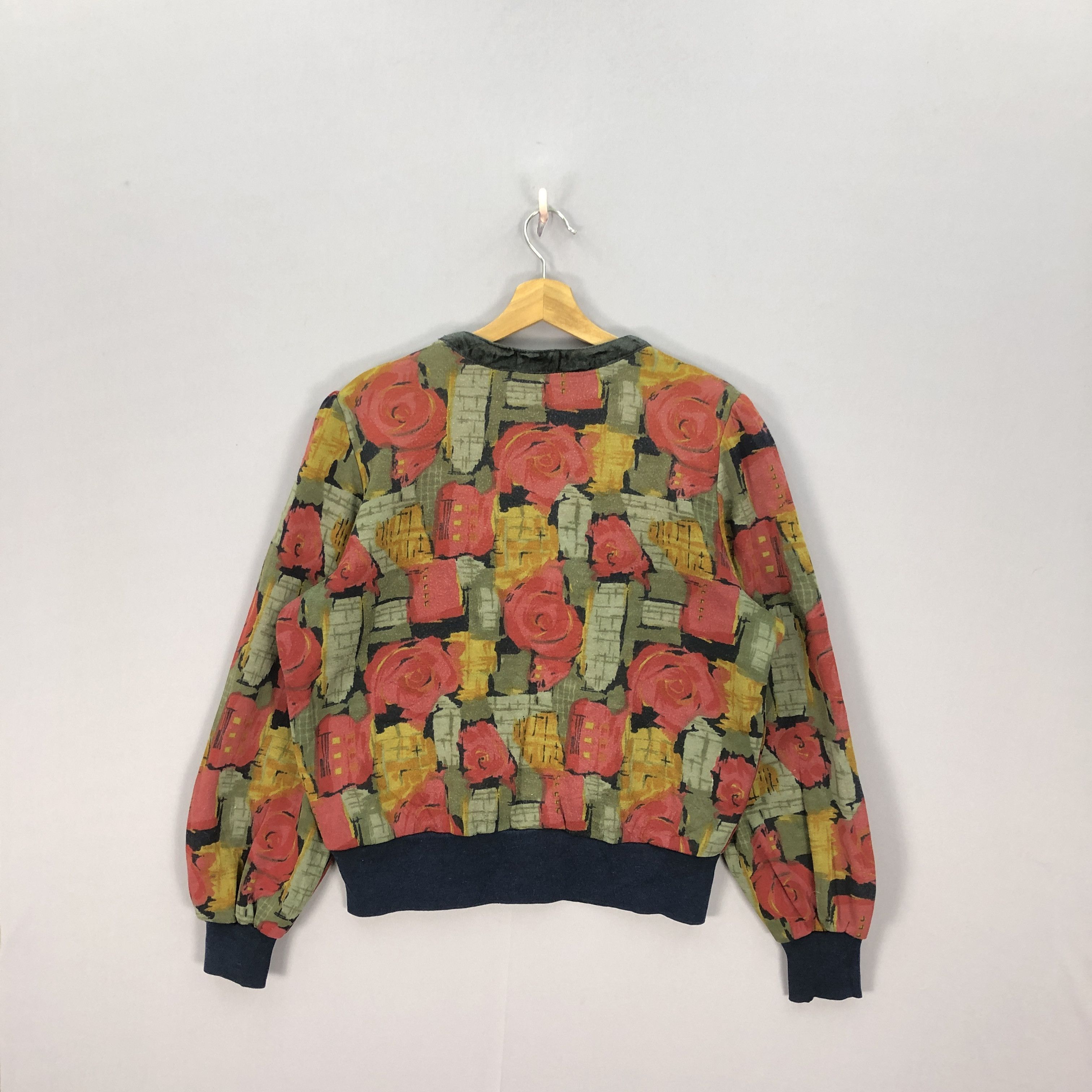 Japanese Brand Vintage 90s Bonheur Floral Cardigan Bomber Jacket Size L / US 10 / IT 46 - 2 Thumbnail