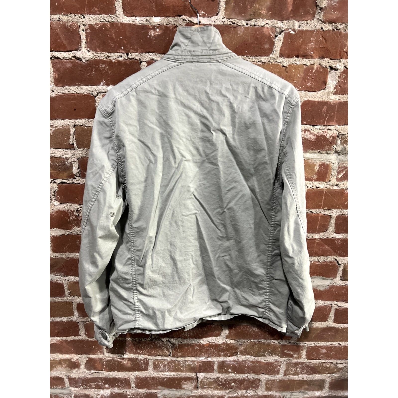 Ted Baker Ted Baker Men's Jacket Aeron Layered Military Jacket Beige Canvas Cotton Button Pockets All Seasons Lightweight Collared Single-Breasted Size L Mens Size US L / EU 52-54 / 3 - 3 Thumbnail