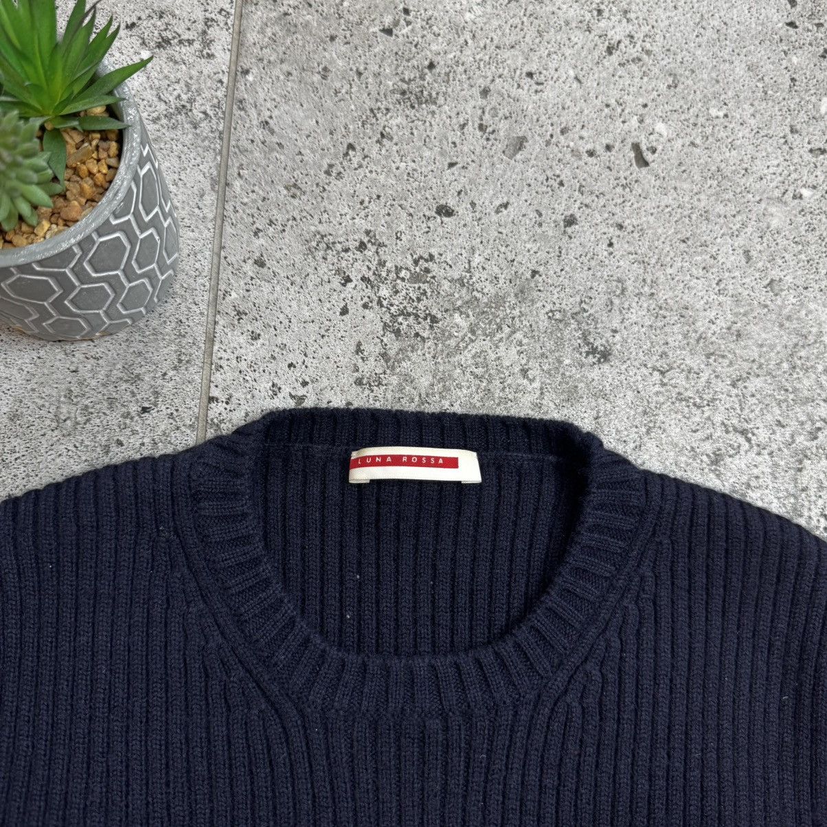 Prada Prada Luna Rossa Vintage Ribbed Navy Wool Men's Sweater Size US M / EU 48-50 / 2 - 5 Thumbnail
