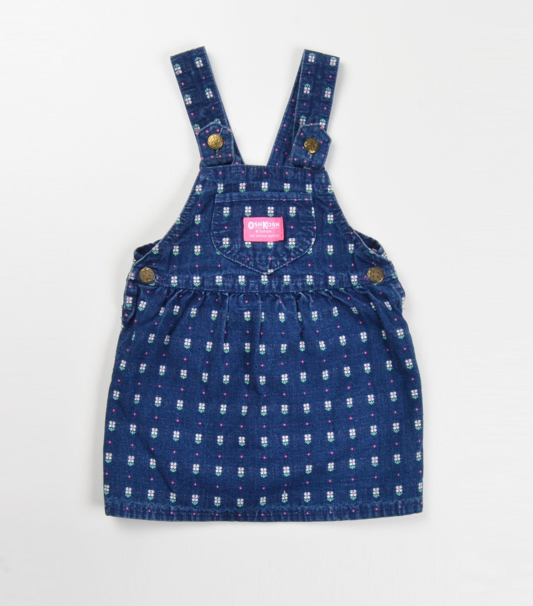Oshkosh Vintage Oshkosh B’gosh Baby Flowers Denim Overalls Dress Size XXS / US 00 / IT 34 - 1 Thumbnail