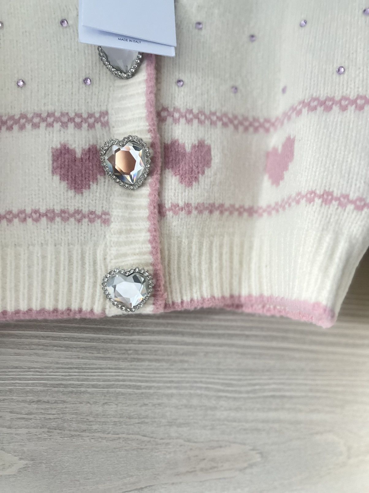 Alessandra Rich Alessandra Rich Heart Printed Diamond Cardigan Size XS / US 0-2 / IT 36-38 - 3 Thumbnail