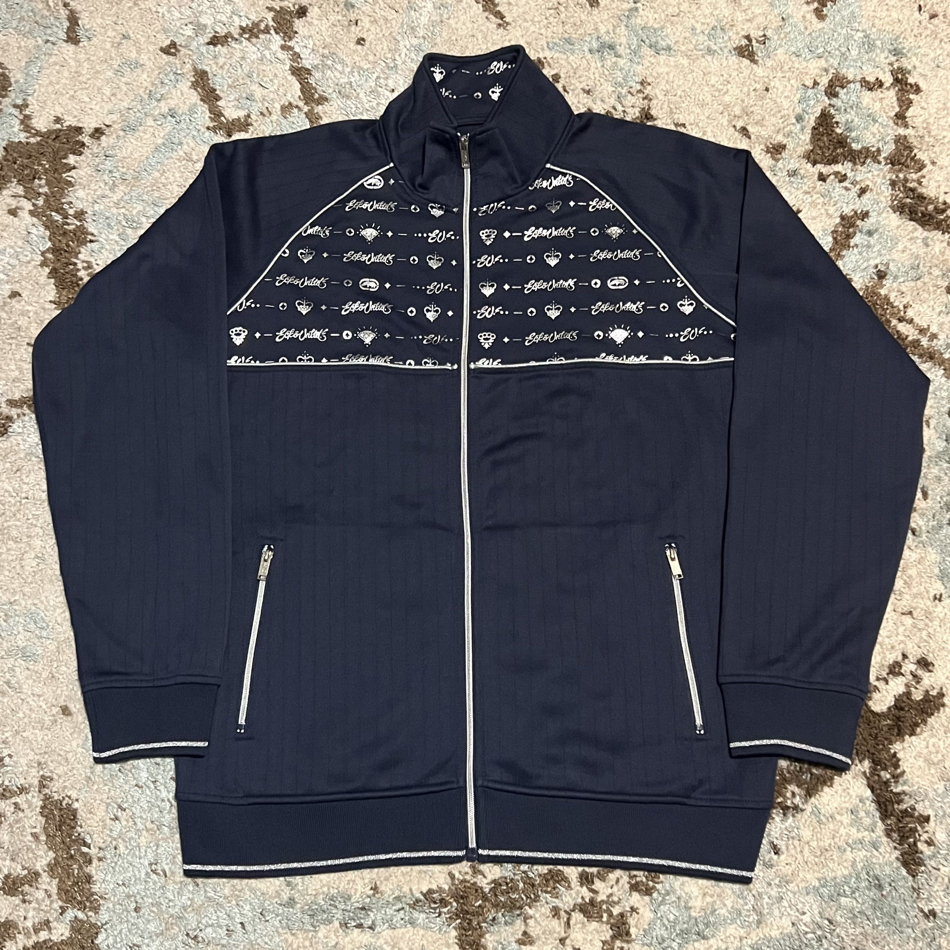 Ecko Unltd. Ecko Unltd Pinstripe Track Jacket Size Large Navy/Silver Y2K Size US L / EU 52-54 / 3 - 1 Thumbnail