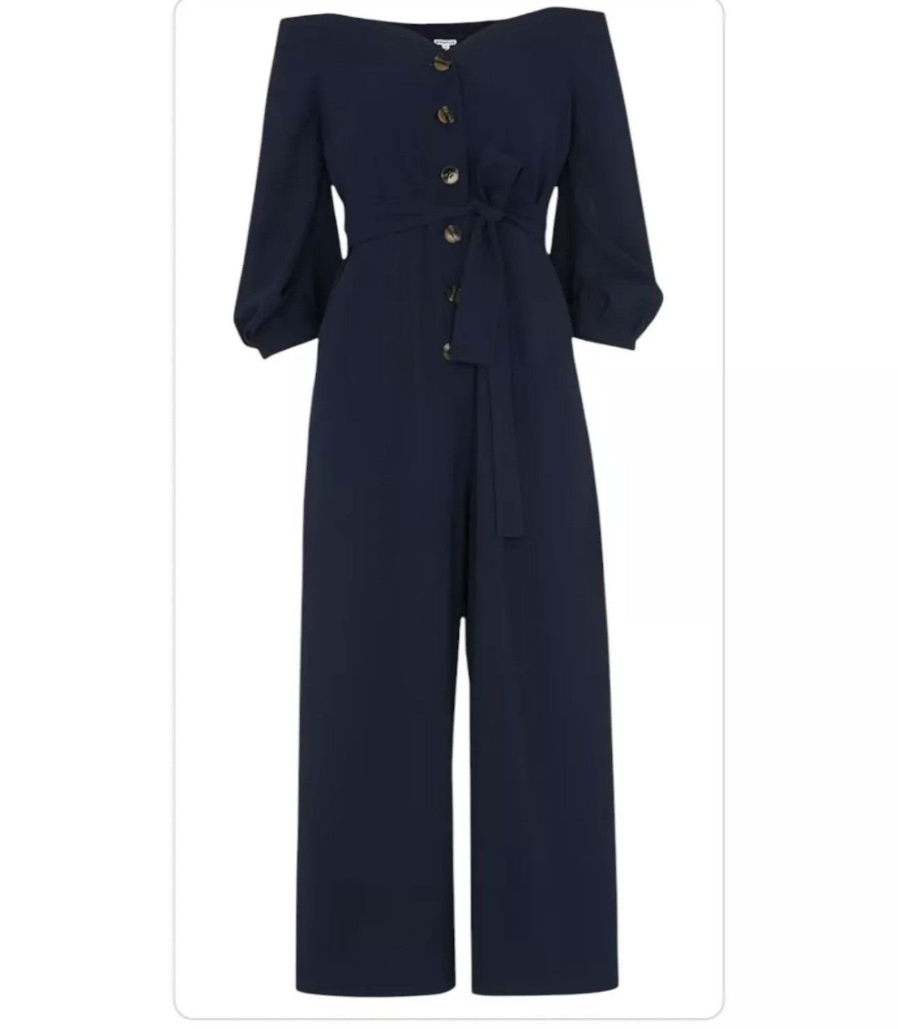 Whistles Whistles Navy Carina Jumpsuit Off Shoulder Crop Wide Leg Size XS / US 0-2 / IT 36-38 - 4 Thumbnail