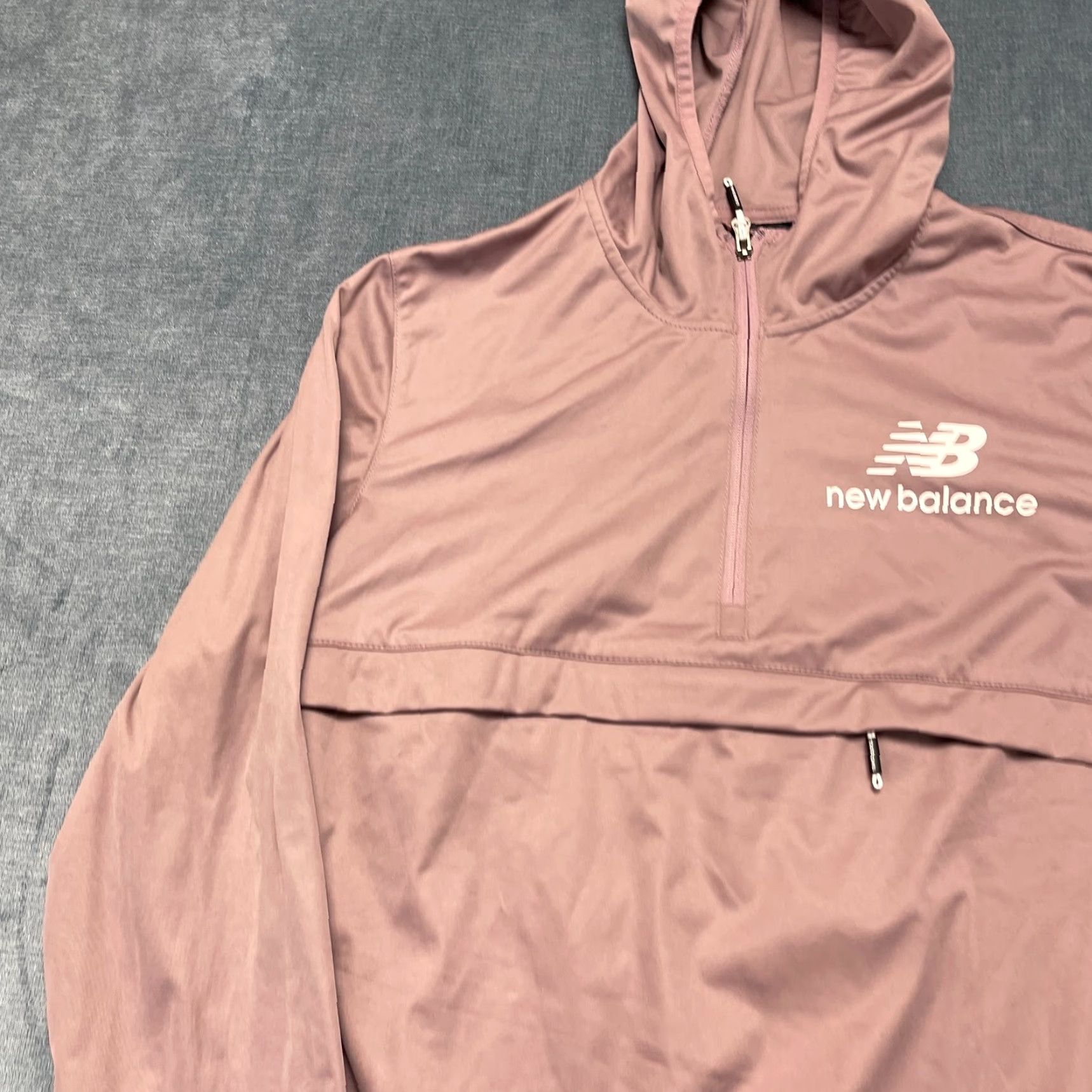 Nike New Balance Windbreaker Jacket Womens 2XL Pink Performance Hooded Quarter Zip Size XXL / US 16-18 / IT 52-54 - 4 Thumbnail