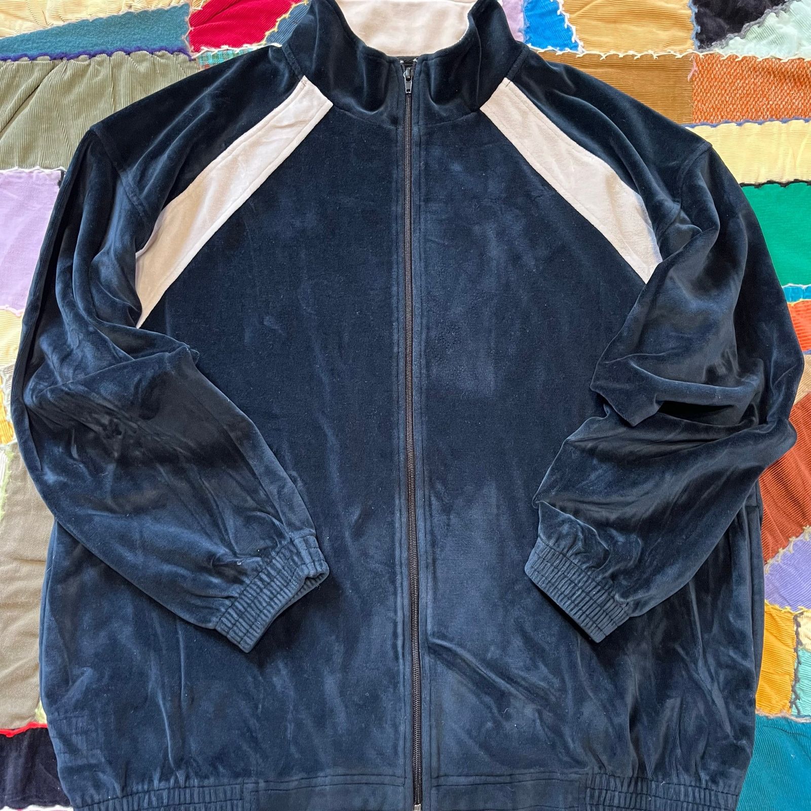 Other Y2K Ultra Soft Black w/ Cream Stripes Full Zip Track Jacket Size US L / EU 52-54 / 3 - 1 Thumbnail