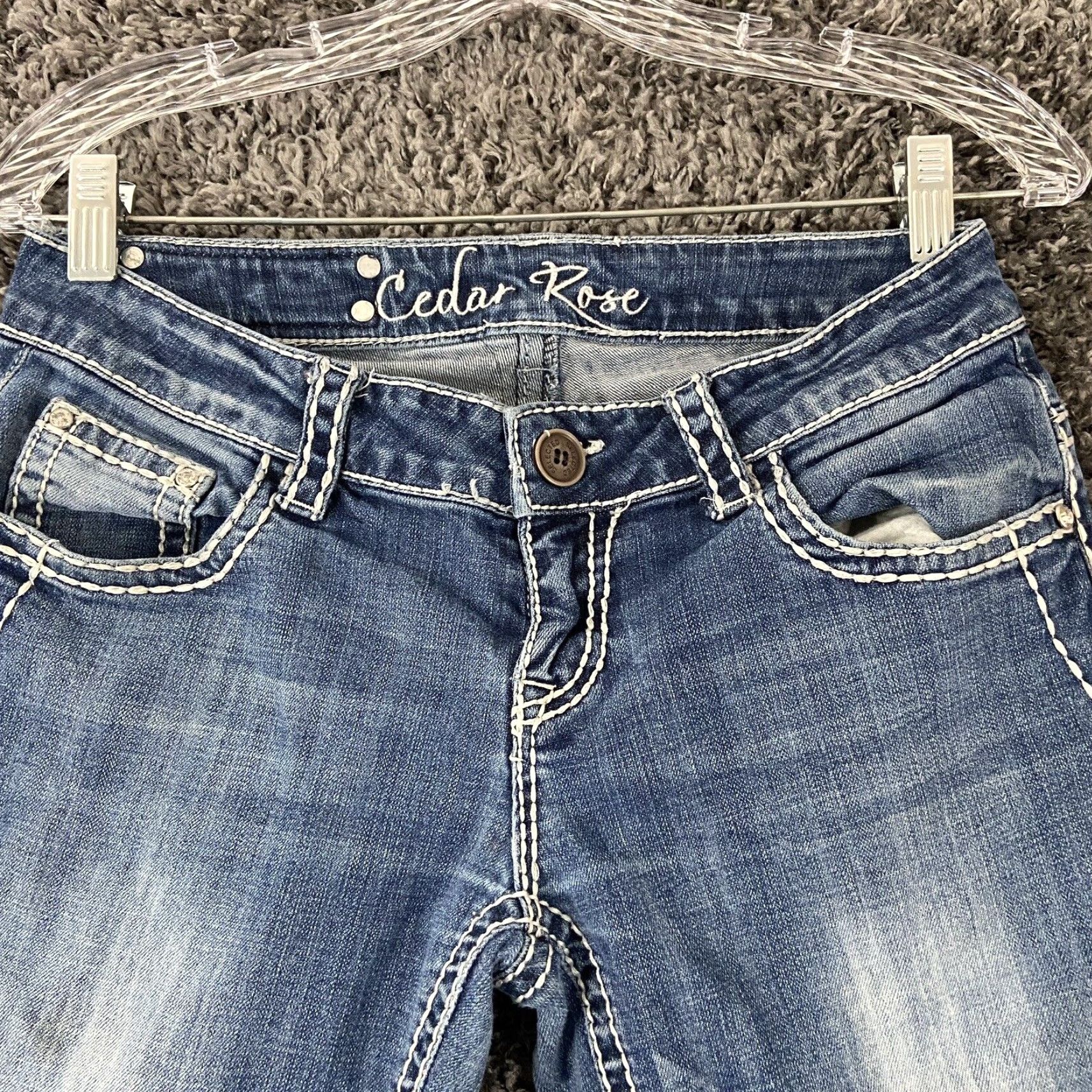 Vintage CEDAR ROSE Studded Straight Jeans Women’s 30x29 Blue Cross Size 30" / US 8 / IT 44 - 4 Thumbnail