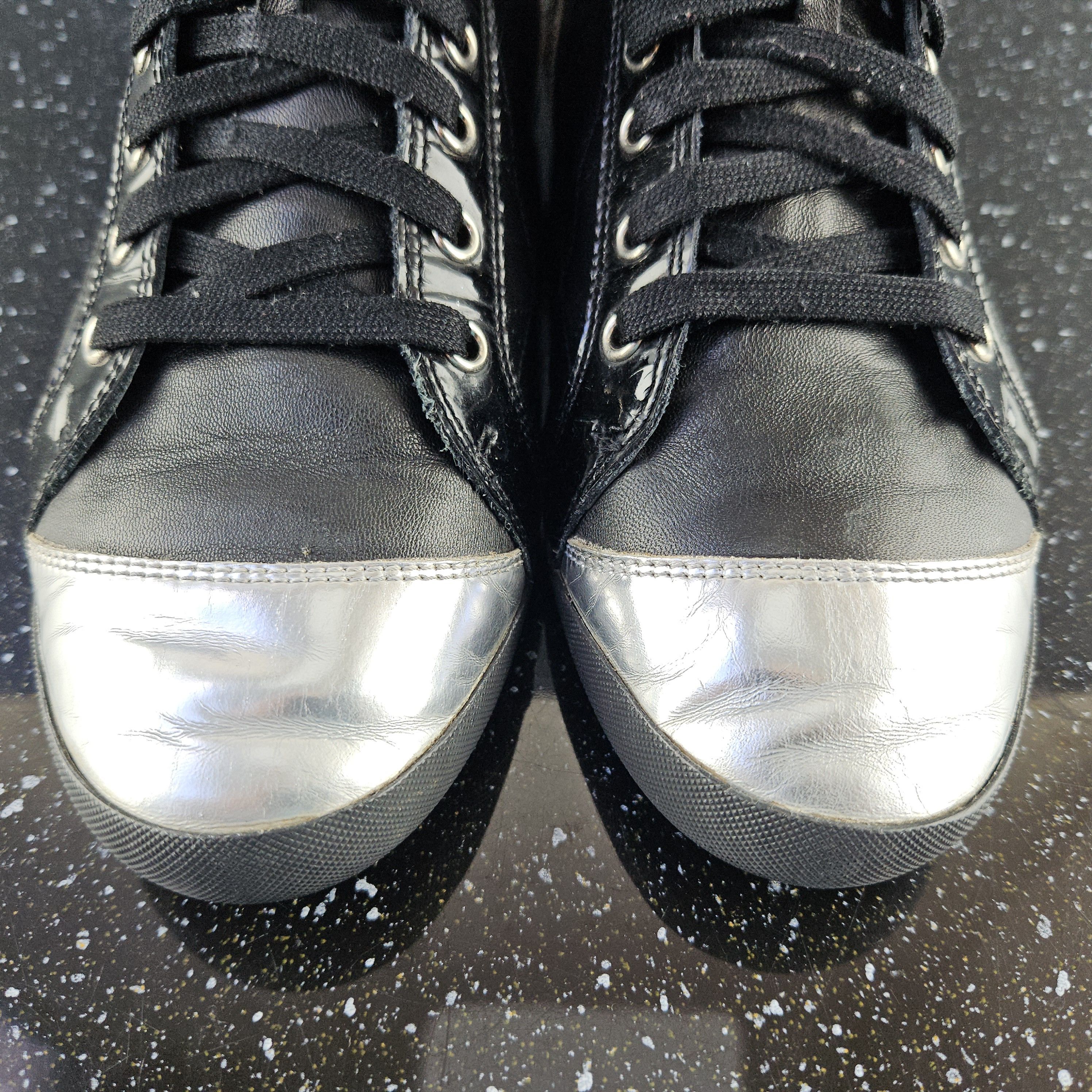 Christian Dior Monsieur Dior black/silver leather hi top sneakers sz 39 Size US 8 / IT 38 - 4 Thumbnail