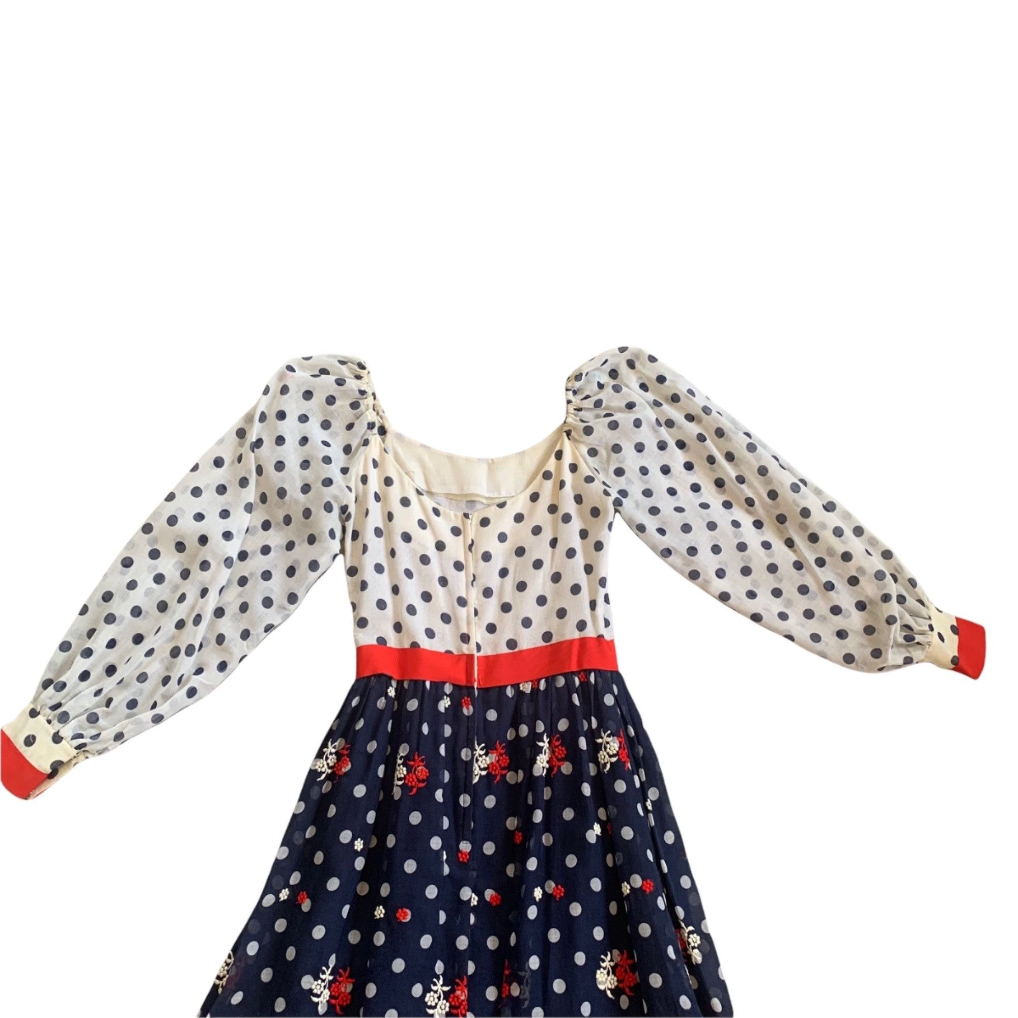 Vintage Vintage Elinor Gay ILGWU Polka Dot Floral Embroidered Maxi D Size S / US 4 / IT 40 - 6 Thumbnail