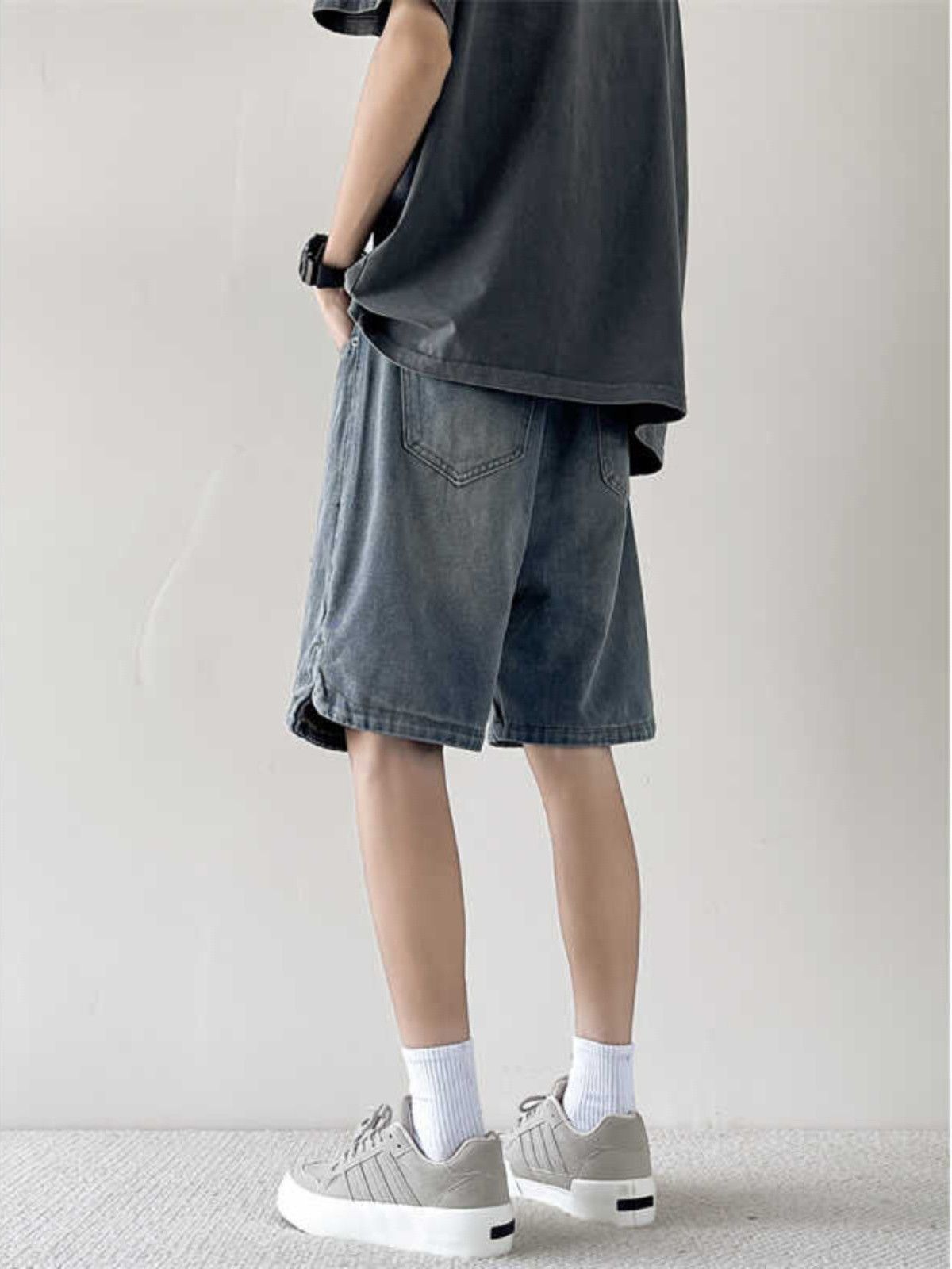Japanese Brand × Jean Loose wide leg straight leg ripped denim shorts Size US 32 / EU 48 - 5 Thumbnail