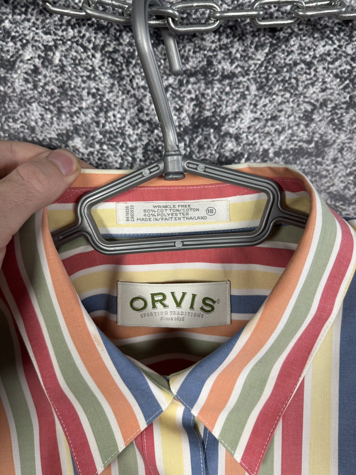 Orvis Orvis Long Sleeve Striped Shirt Button Up Wrinkle Free Size XL / US 12-14 / IT 48-50 - 7 Thumbnail