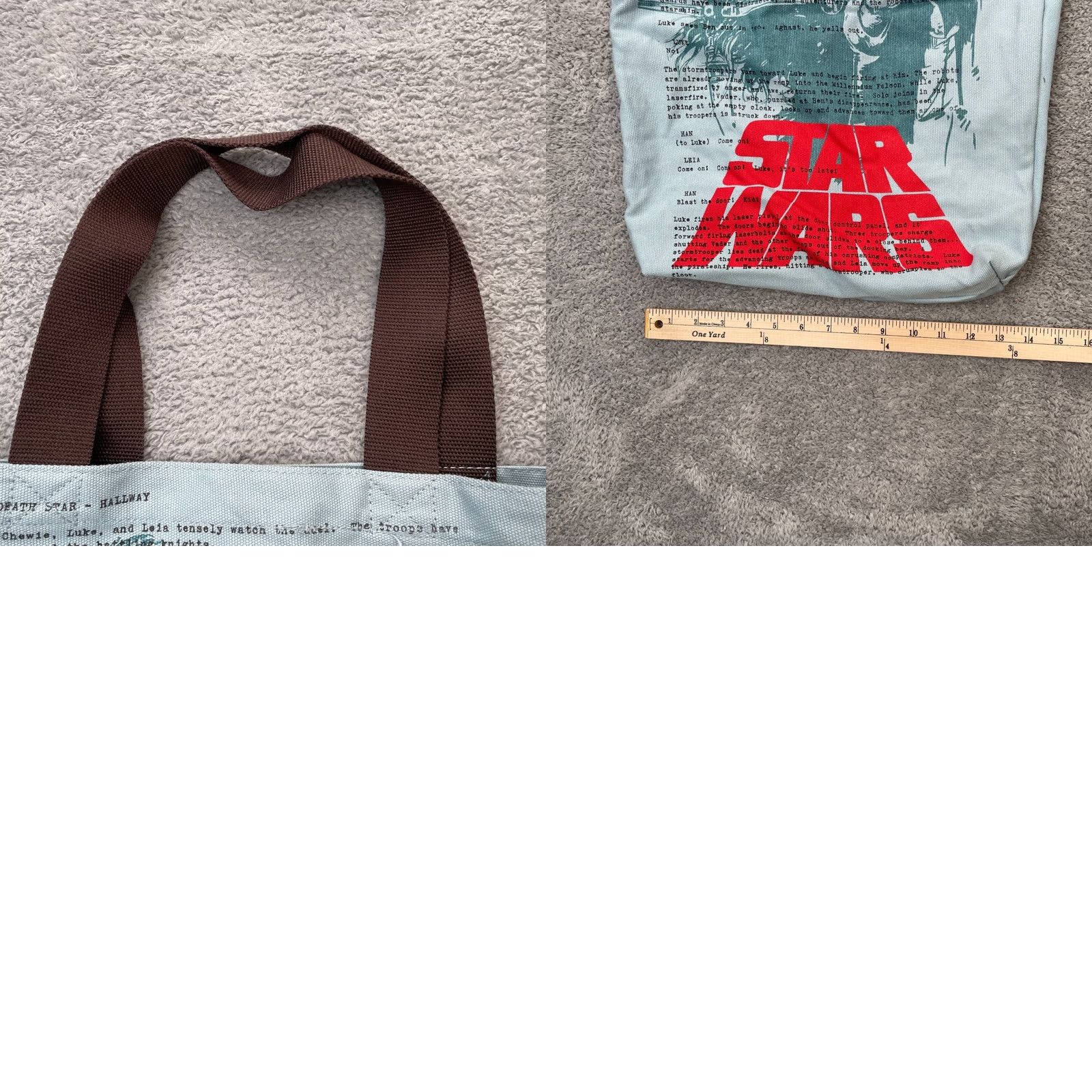 Vintage Loungefly Star Wars Blue Canvas Tote Handbag Han Solo Chewbacca Script Bag Size ONE SIZE - 8 Thumbnail