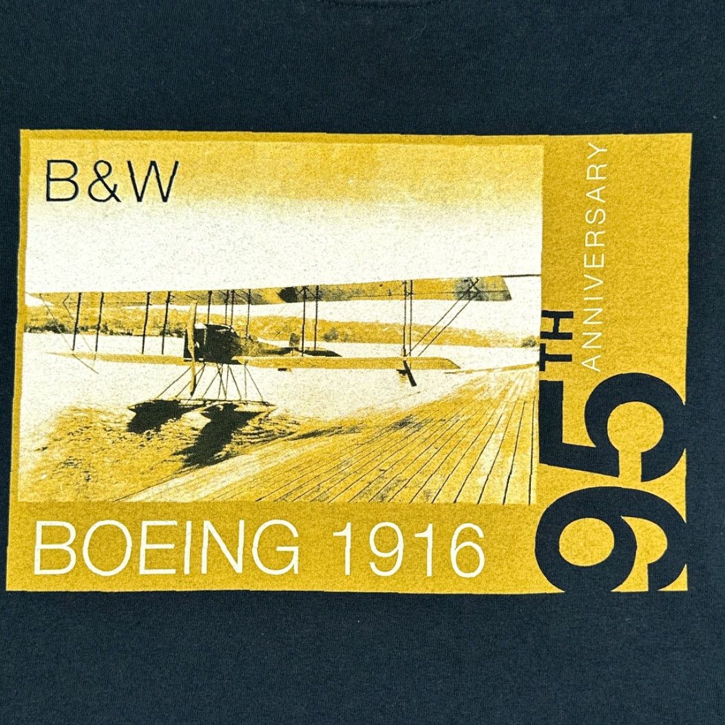 Vintage Boeing Shirt Adult XL Black Aviation Airplane 95th Anniversary Boeing Graphic Crew Neck Short Sleeve Cotton Classic Mens Size US XL / EU 56 / 4 - 2 Thumbnail