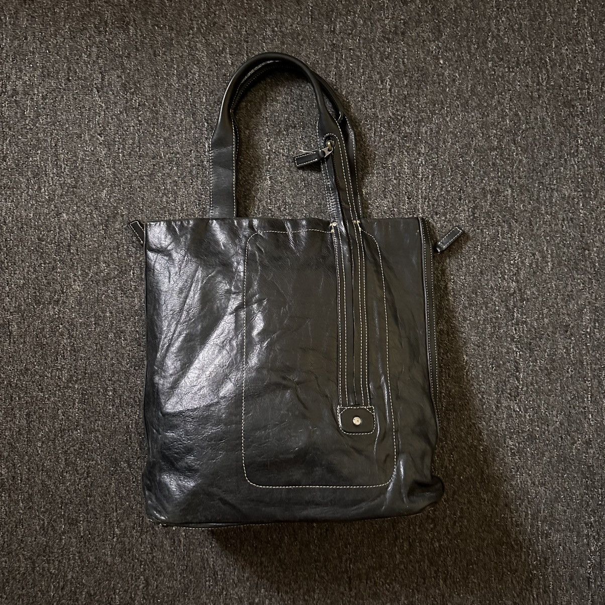 Japanese Brand LIN KU JAPAN GENUINE LEATHER TOTE BAG Size ONE SIZE - 3 Thumbnail