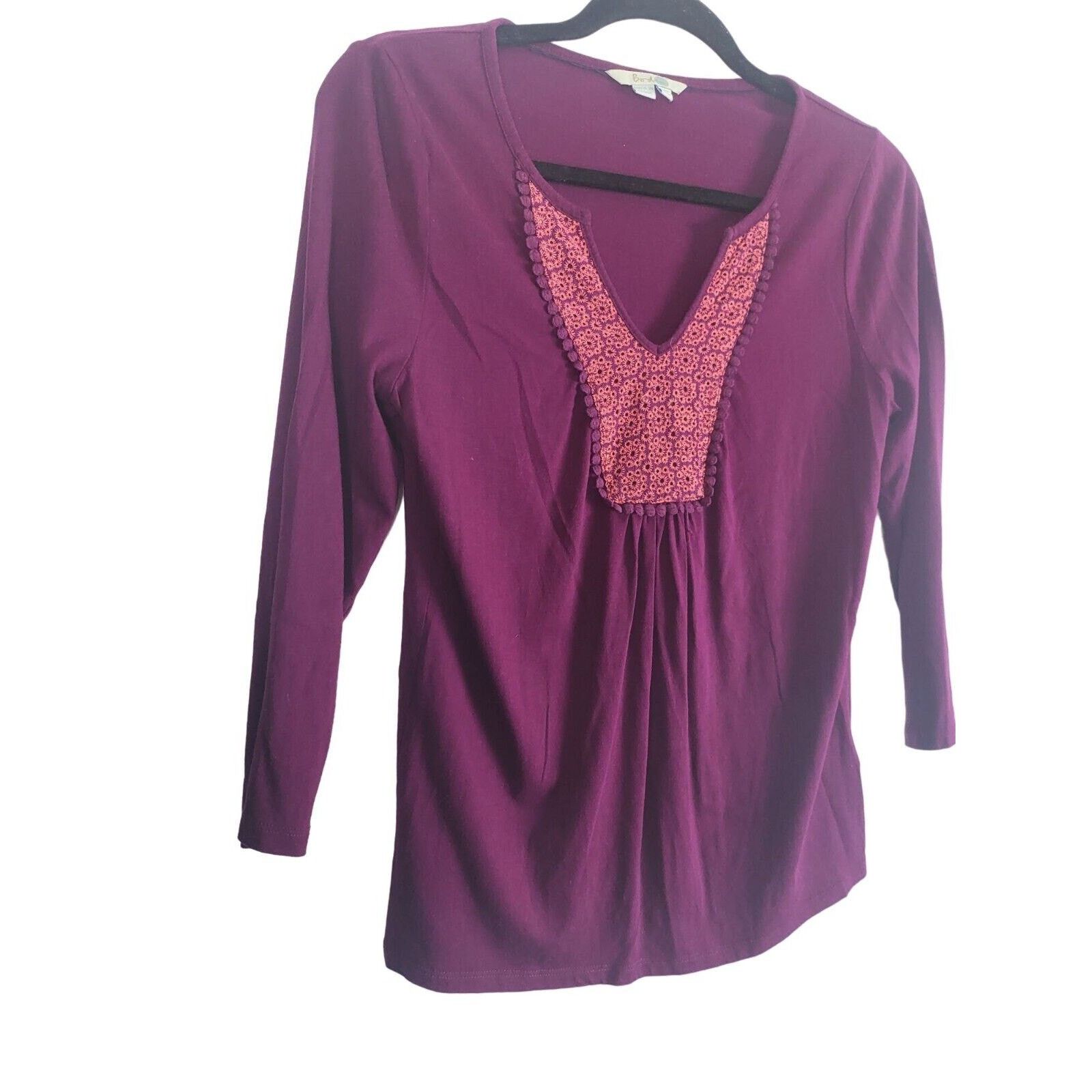 Boden Boden Long Sleeve Top 4 Womens Purple V Neck Pullover Size S / US 4 / IT 40 - 3 Thumbnail