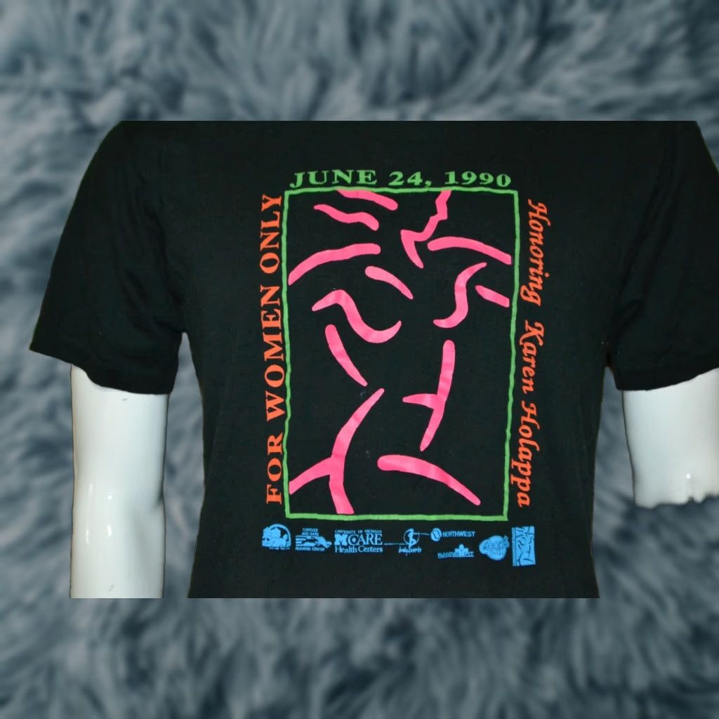 Jerzees VINTAGE 1990 For Women Only T Shirt Jerzees 50.50 Large Black Short Sleeve Running Race T-Shirt Graphic Tee Men’s? Size L / US 10 / IT 46 - 1 Thumbnail
